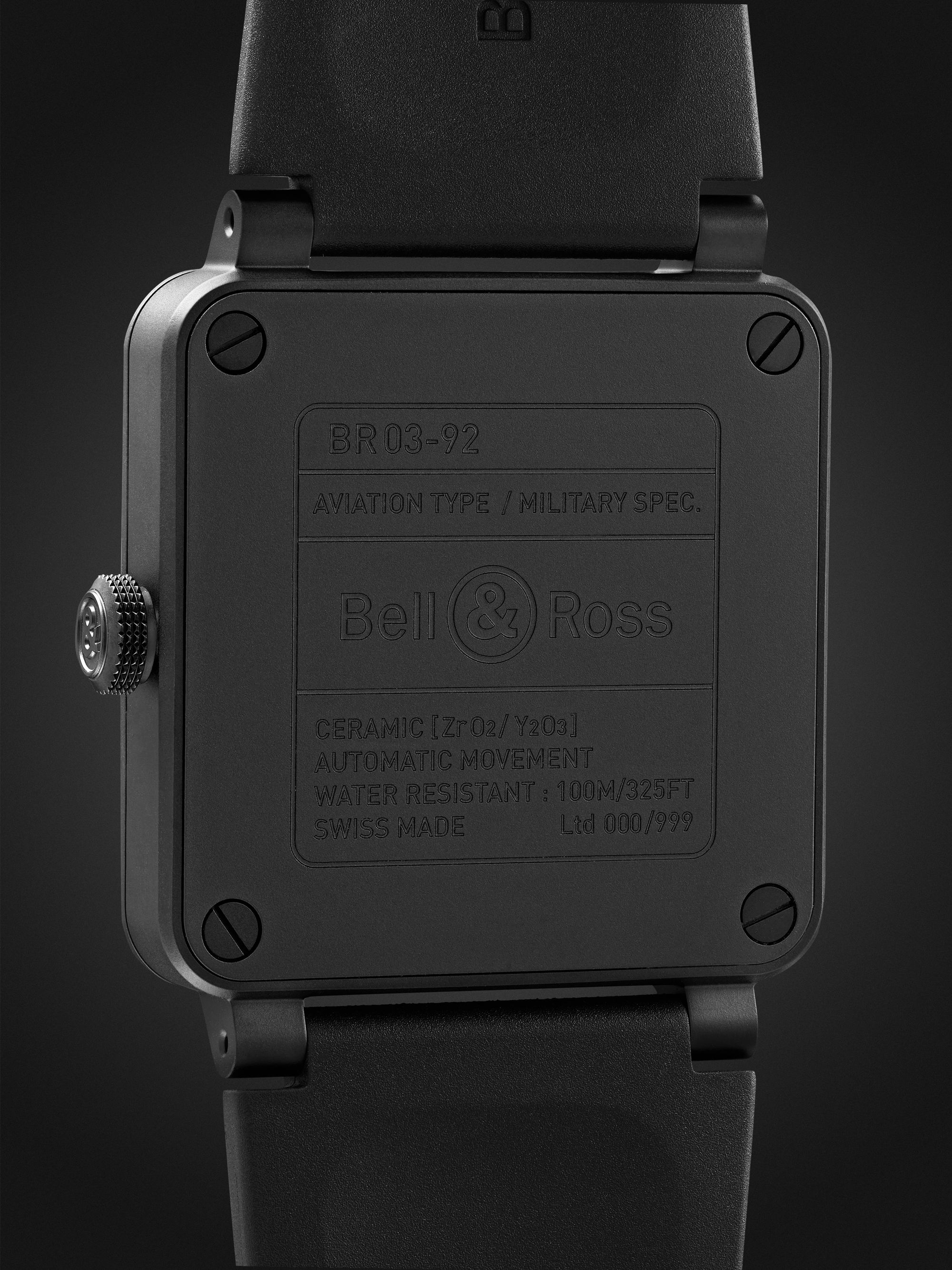 BELL & ROSS BR 03-92 Red Radar Limited Edition Automatic 42mm Ceramic and Rubber Watch, Ref. No. BR0392-RRDR-CE/SRB