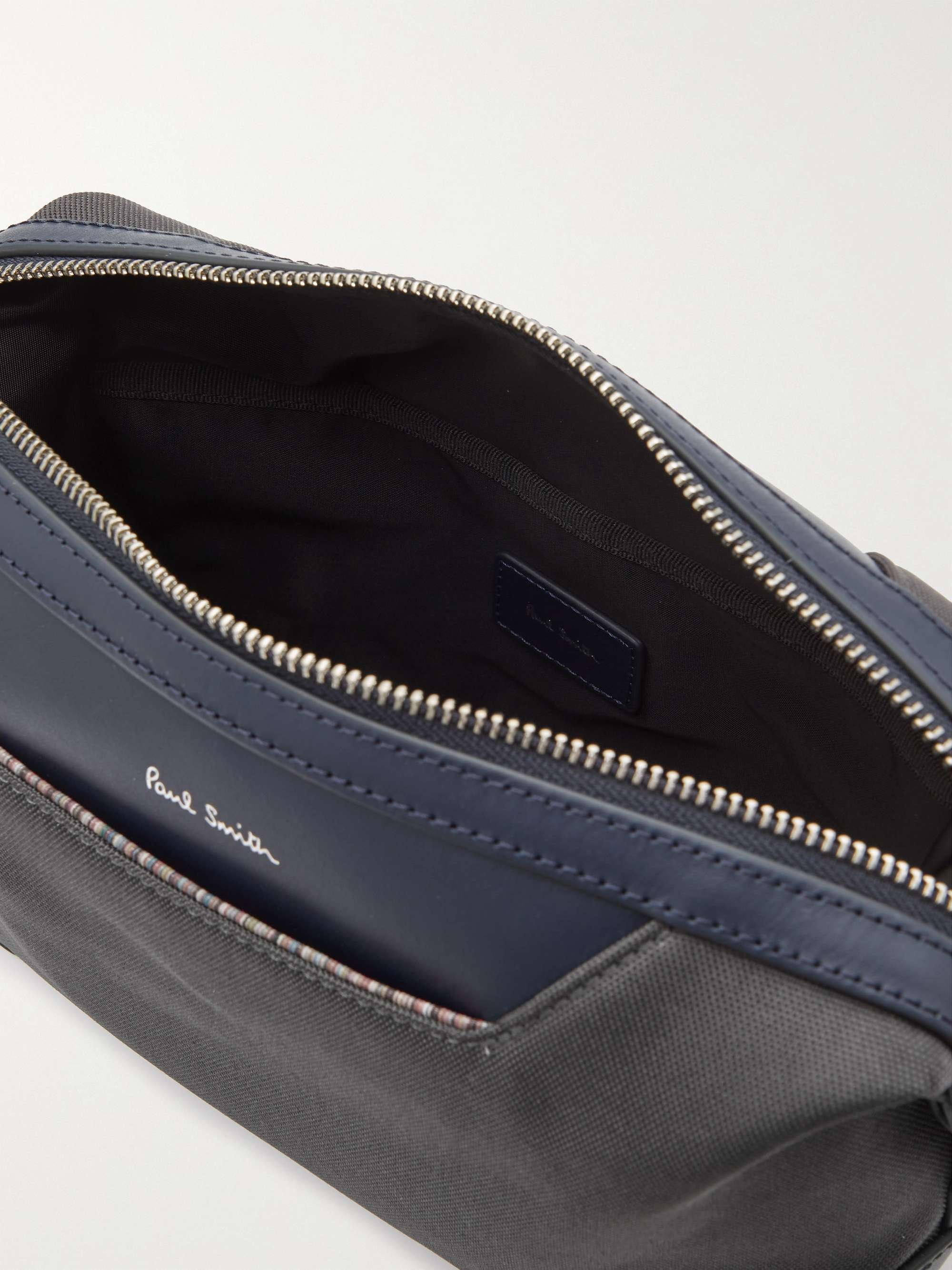 PAUL SMITH Leather-Trimmed Recycled Canvas Wash Bag