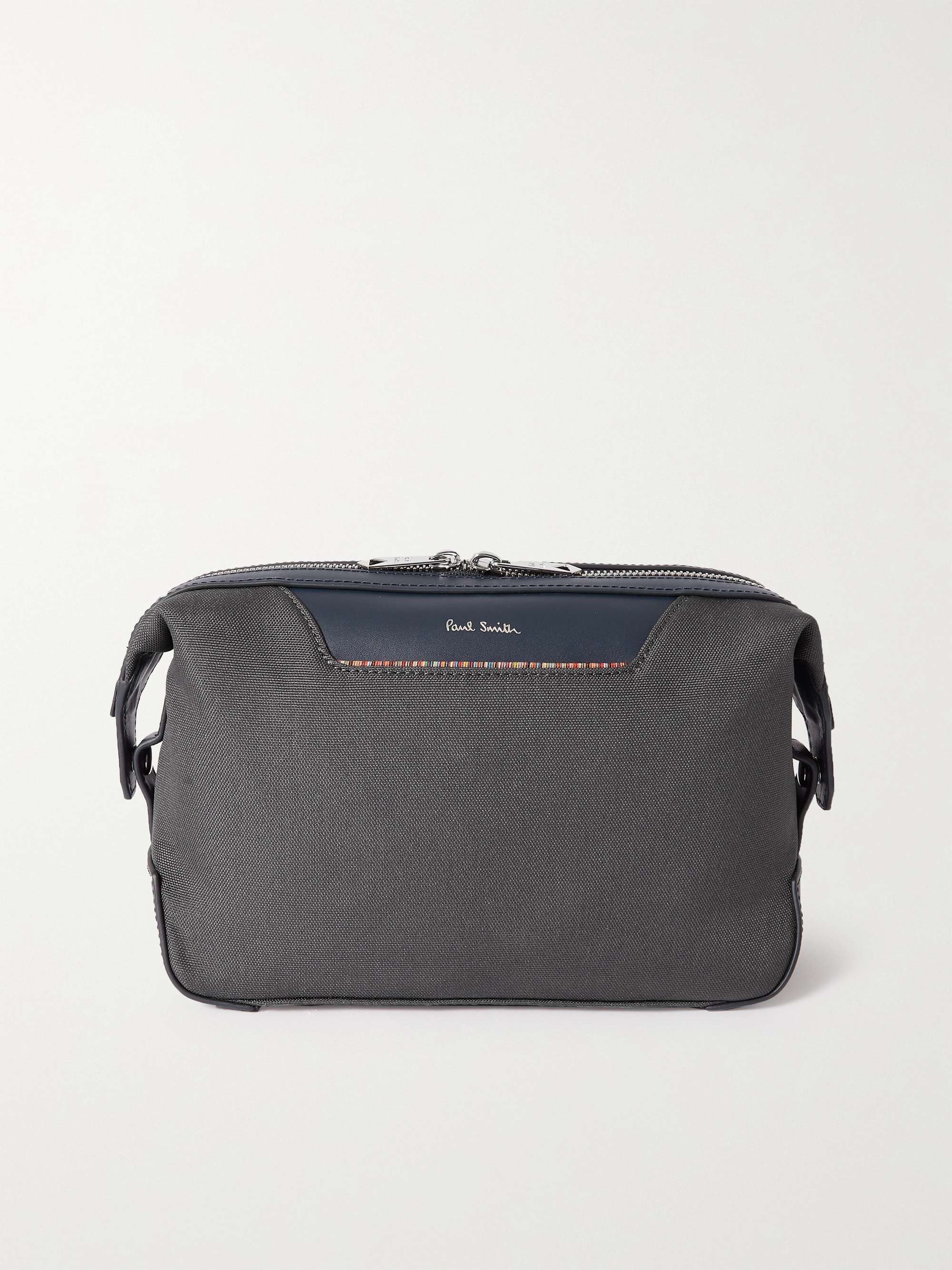 PAUL SMITH Leather-Trimmed Recycled Canvas Wash Bag