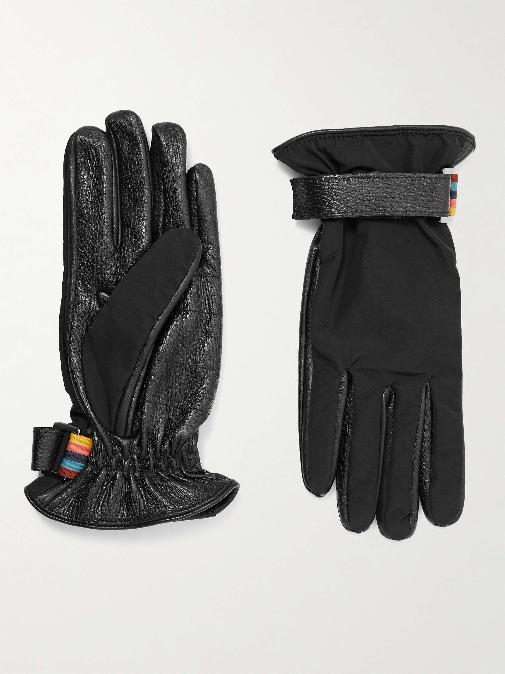 PAUL SMITH Wool-Blend Lined Full-Grain Leather and Shell Gloves