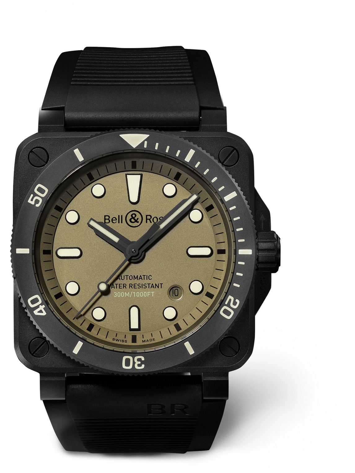 BR 03-92 Diver Military Limited Edition Automatic 42mm Ceramic and Rubber Watch, Ref. No. BR0392-D-KA-CE/SRB