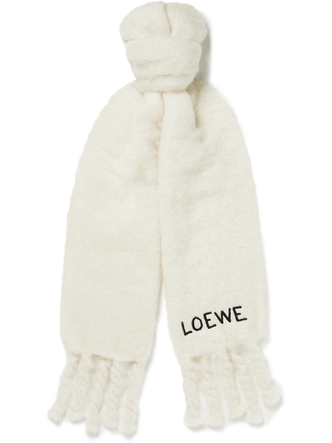 LOEWE OVERSIZED LOGO-EMBROIDERED MOHAIR-BLEND SCARF