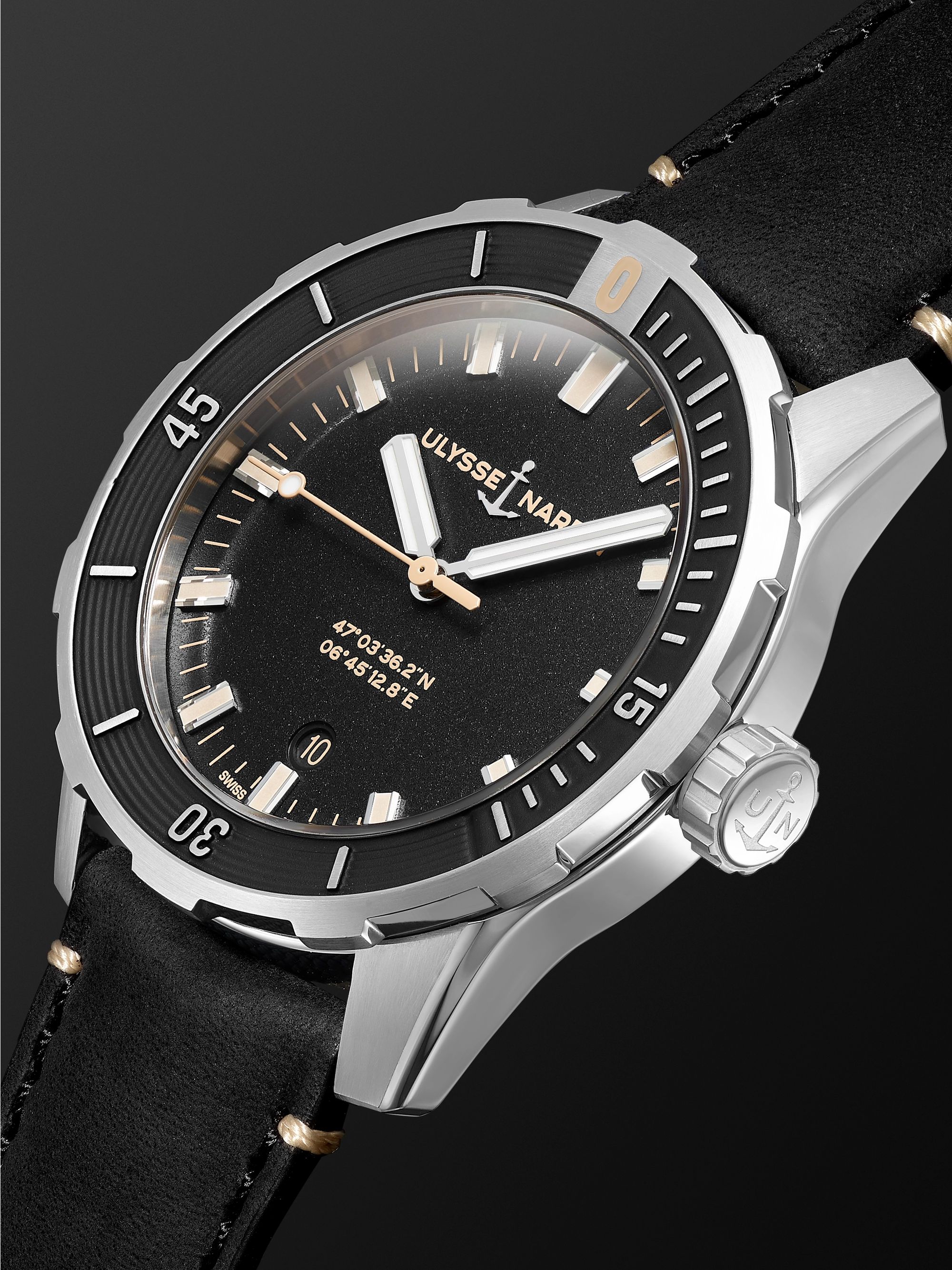 ULYSSE NARDIN Diver Automatic 42mm Stainless Steel and Leather Watch, Ref. No. 8163-175/92