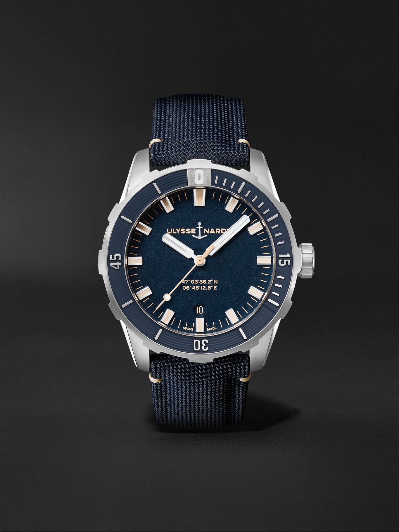 Ulysse Nardin Diver Automatic 42mm Stainless Steel And Webbing Watch, Ref. No. 8163-175/93 In Black