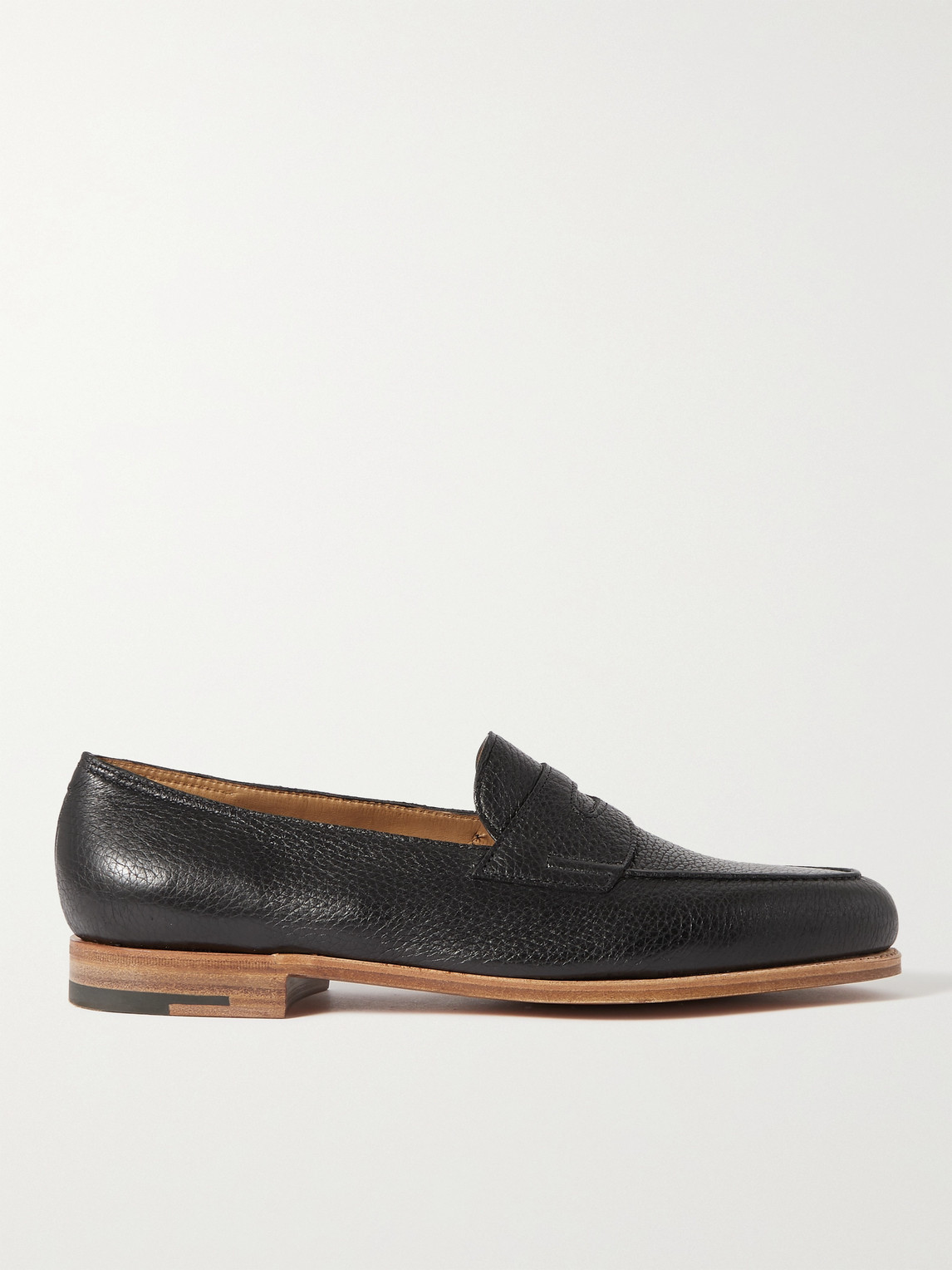 John Lobb Lopez Textured-leather Penny Loafers In Black