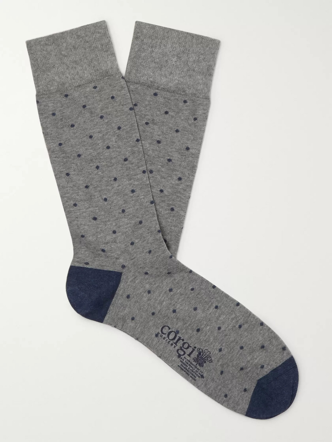 Kingsman Corgi Polka-dot Cotton-blend Socks In Gray