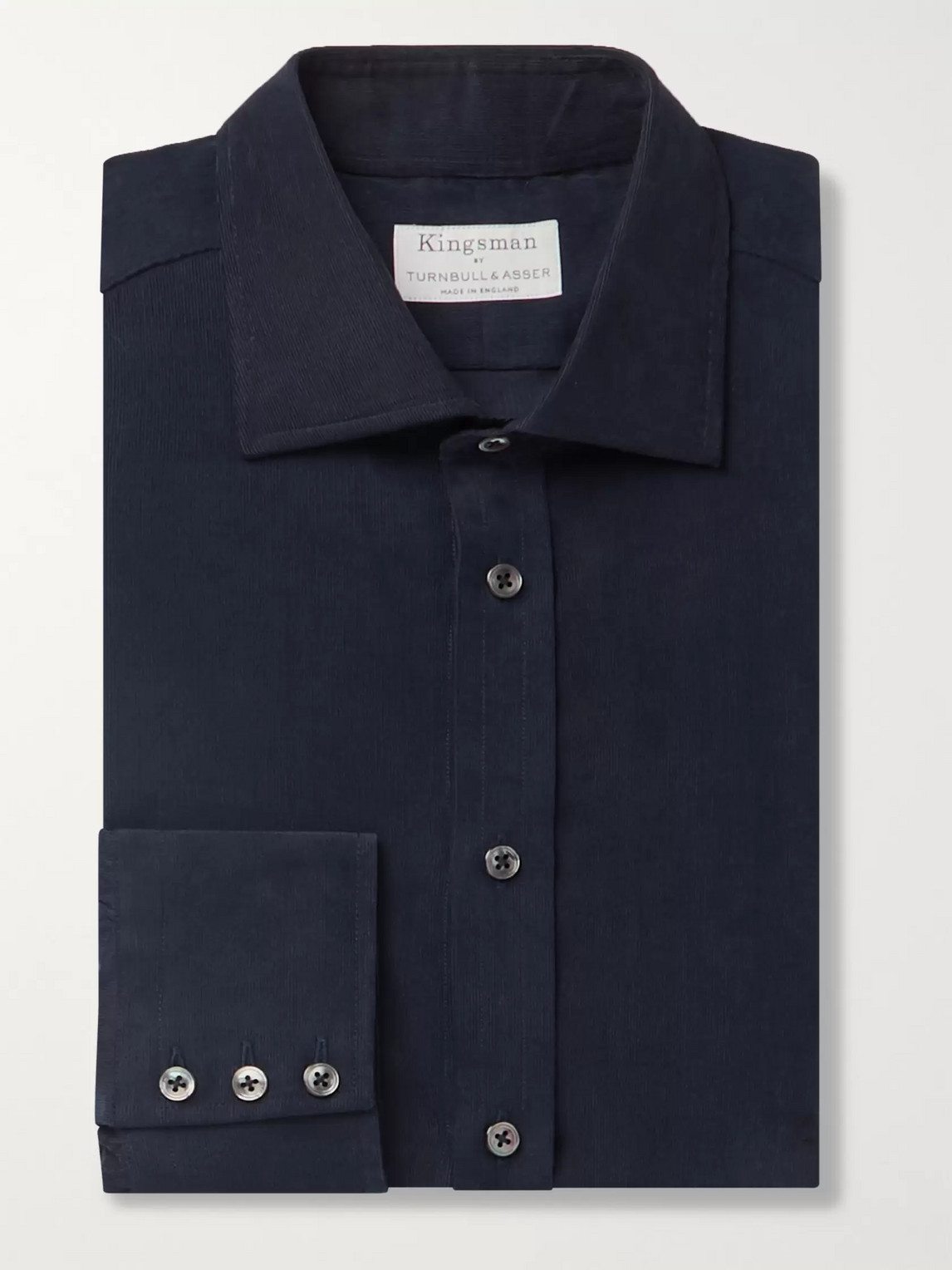 Kingsman Turnbull & Asser Navy Cotton-corduroy Shirt In Blue