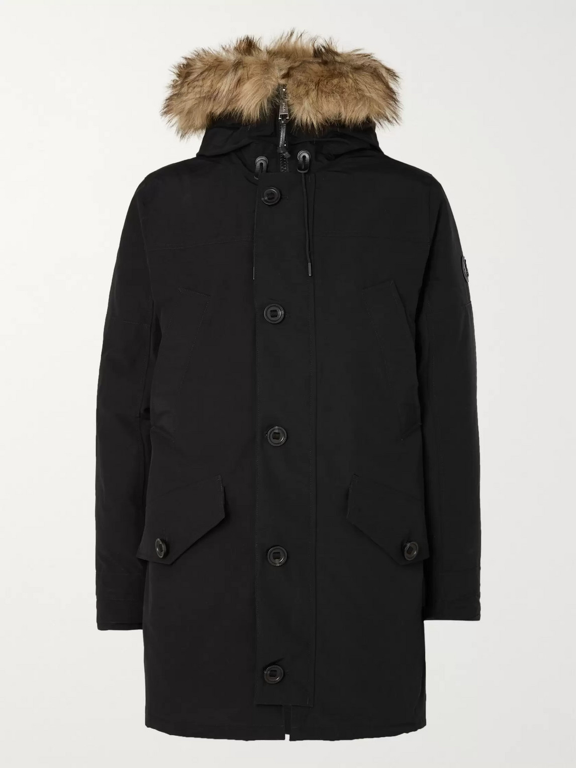 Polo Ralph Lauren Faux Fur-trimmed Shell Hooded Down Parka In Black