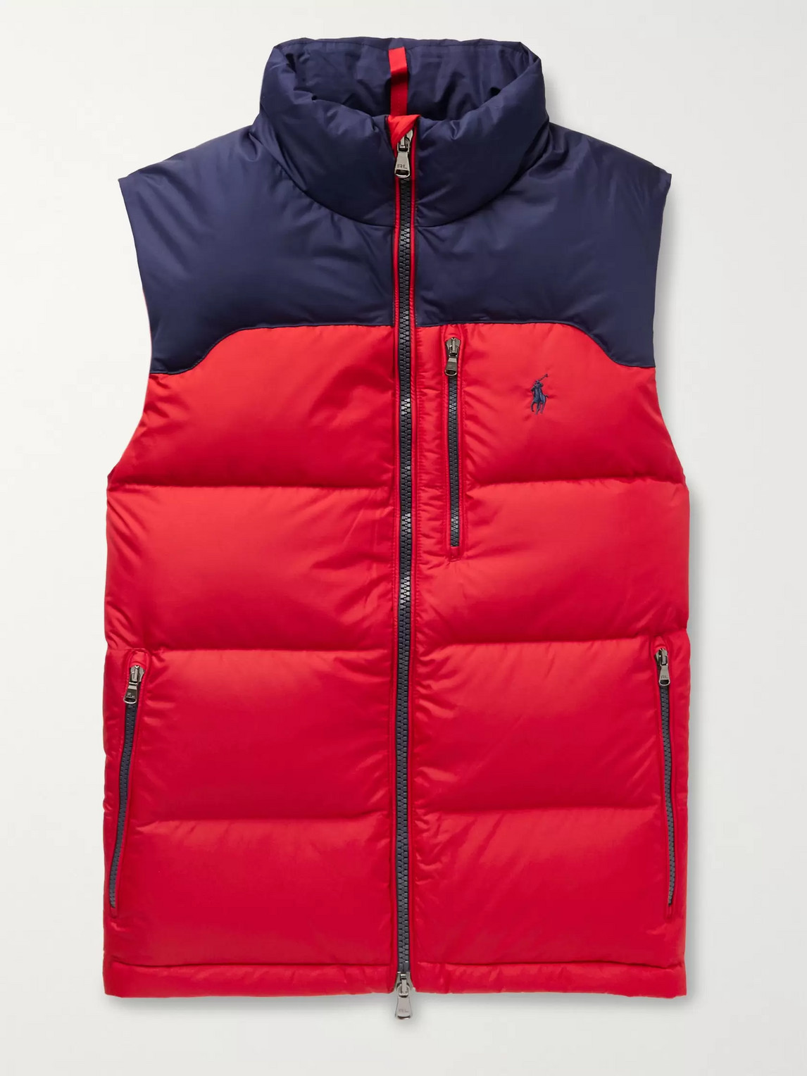 POLO RALPH LAUREN COLOUR-BLOCK QUILTED PADDED SHELL DOWN GILET