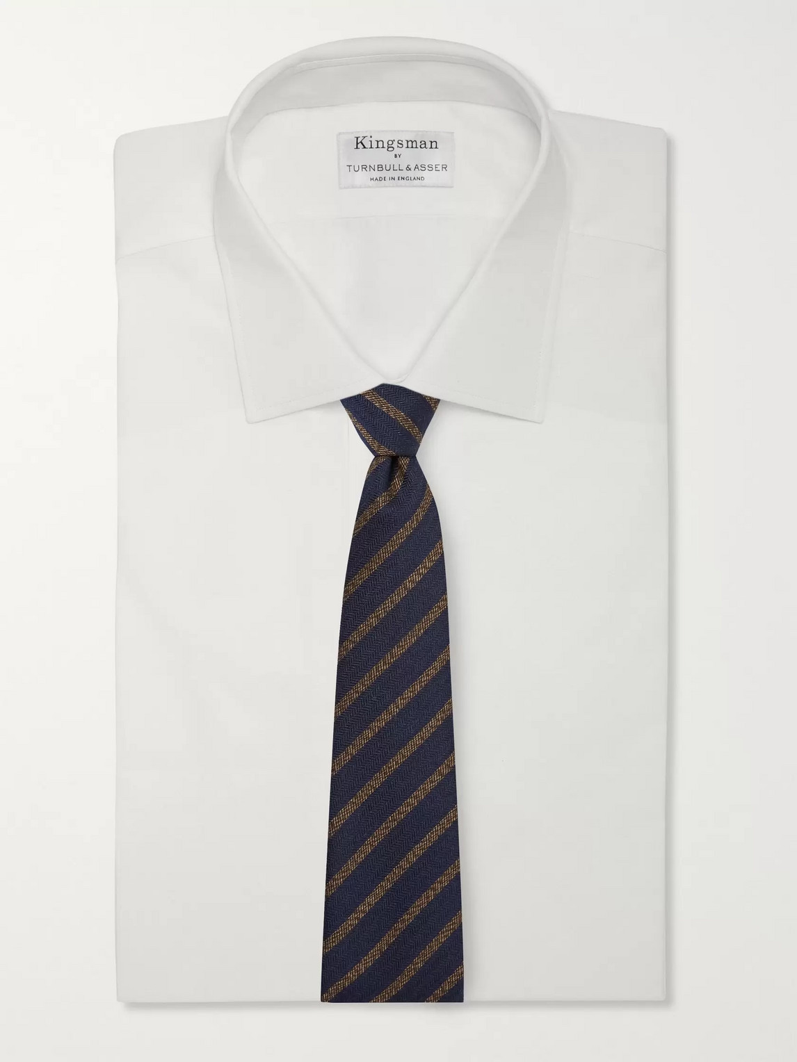 Kingsman 8cm Striped Wool And Silk-blend Tie In Blue