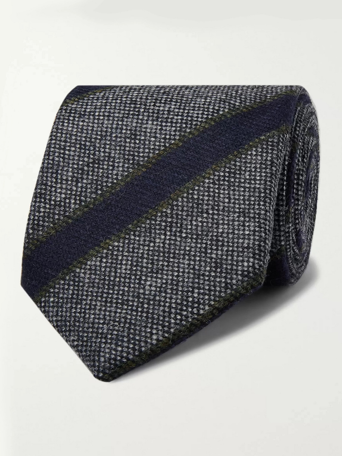 Kingsman Drake's 8cm Striped Wool Tie In Gray