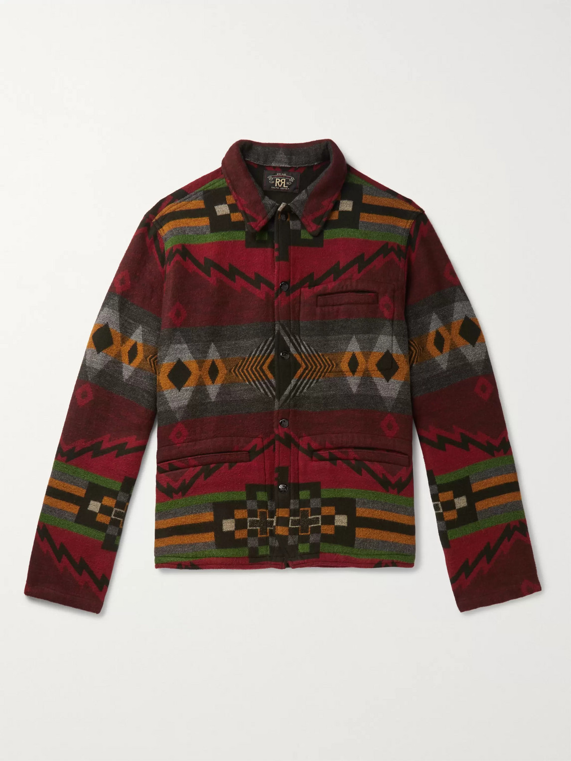 Rrl Brushed Cotton And Wool-blend Jacquard Overshirt In Multi