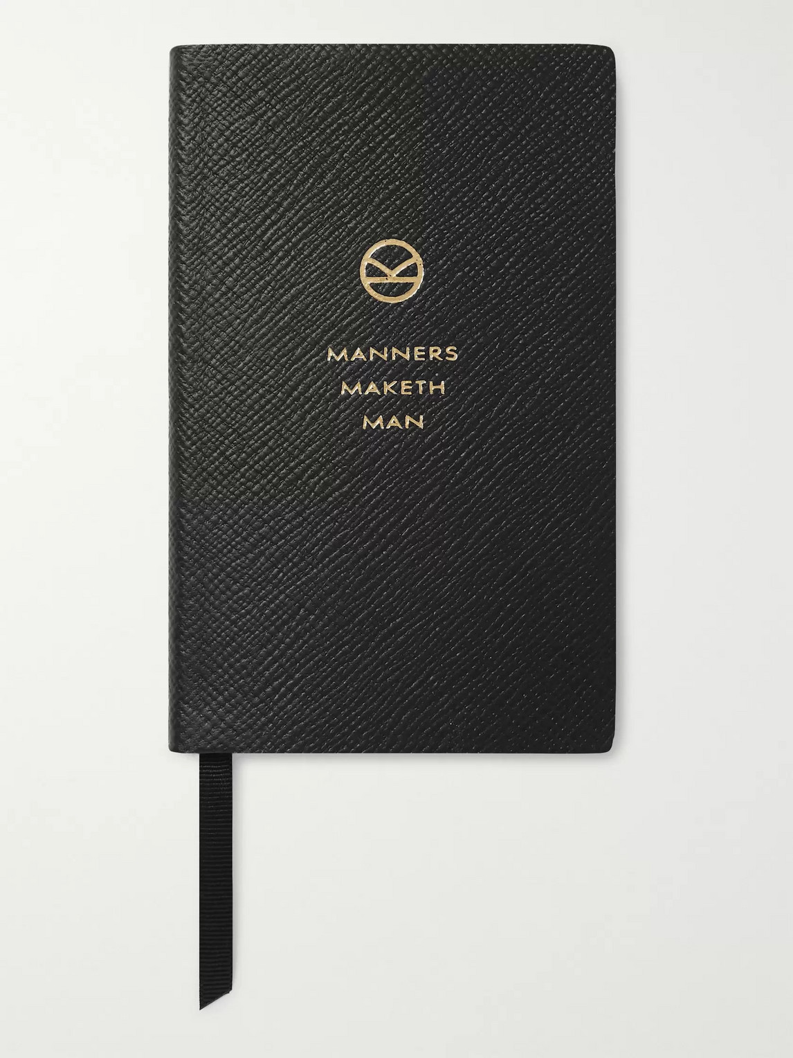 Kingsman Smythson Panama Manners Maketh Man Cross-grain Leather Notebook In Black