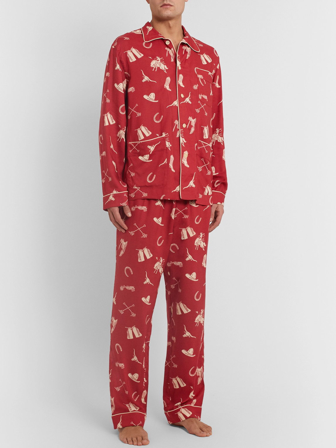 Rrl Printed Woven Pyjama Set In Red