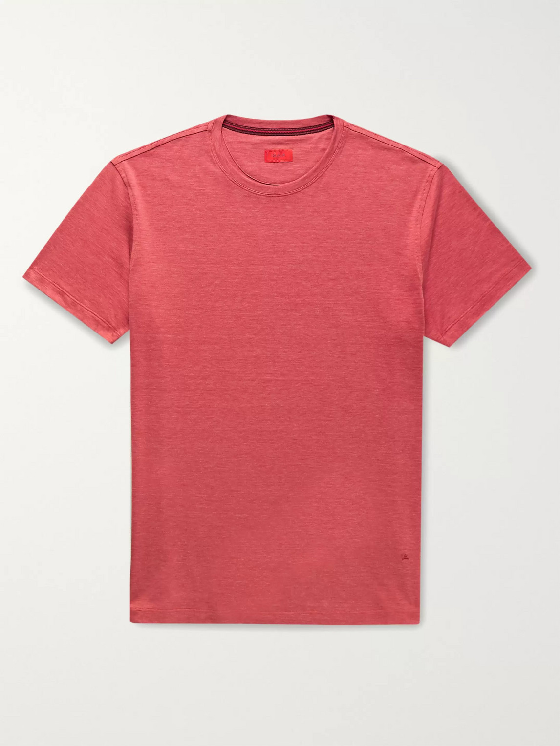 Isaia Mélange Silk And Cotton-blend Jersey T-shirt In Red