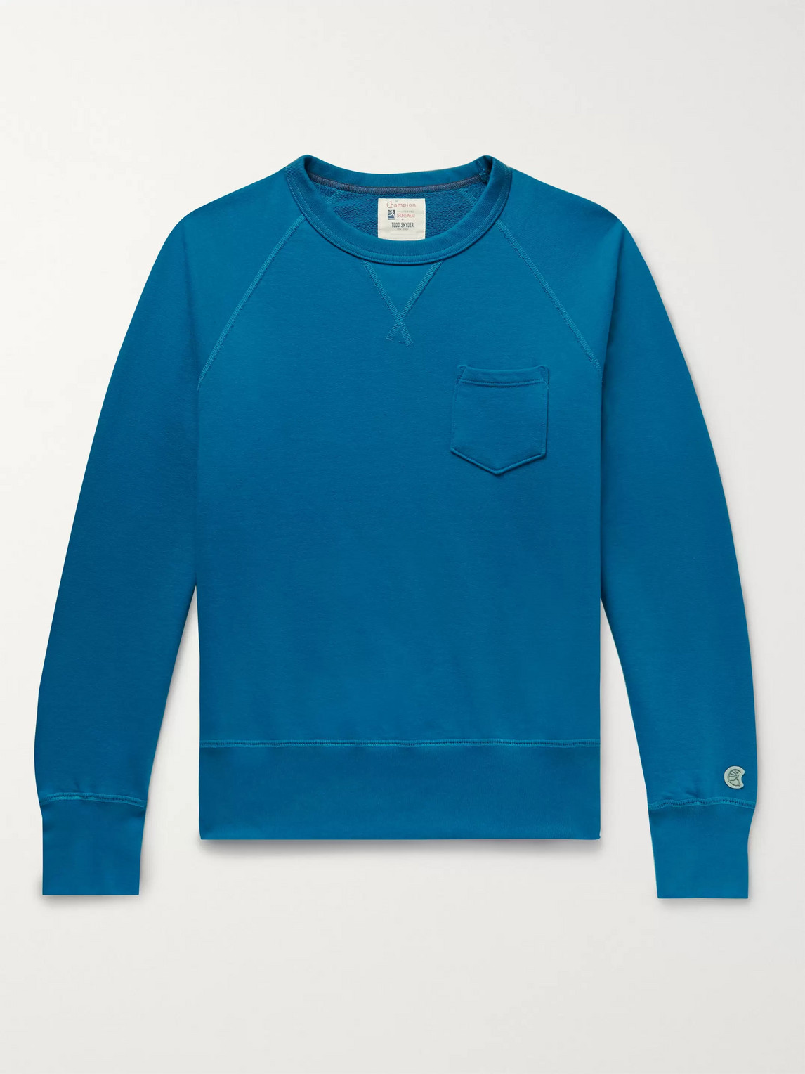 Champion Loopback Cotton-jersey Sweatshirt In Blue
