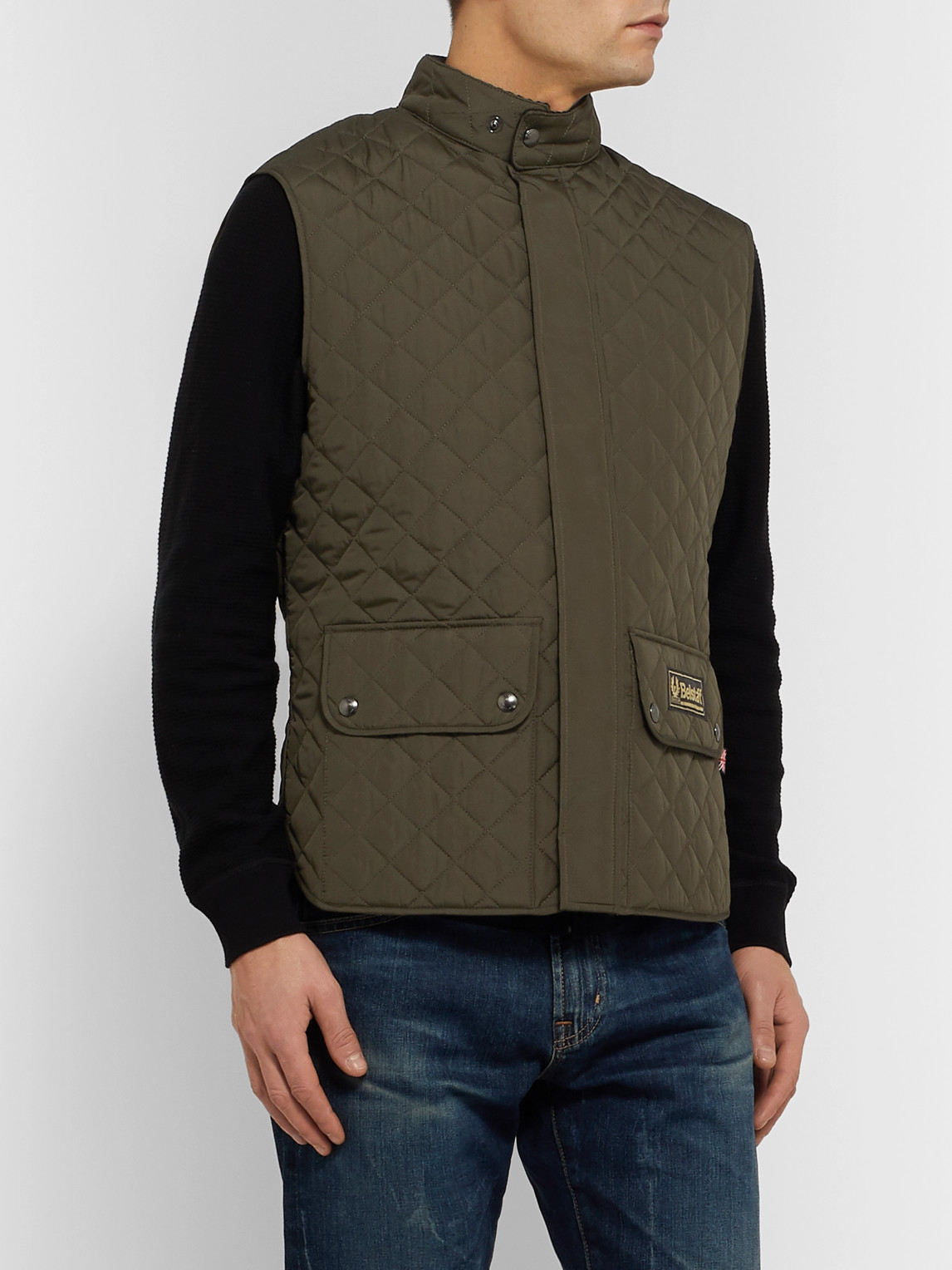 Shop Belstaff Quilted Shell Gilet In Green