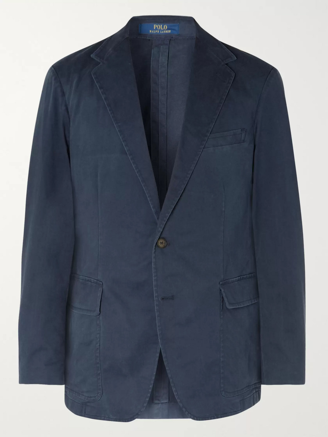 Polo Ralph Lauren Navy Unstructured Garment-dyed Stretch Cotton-twill Blazer In Blue