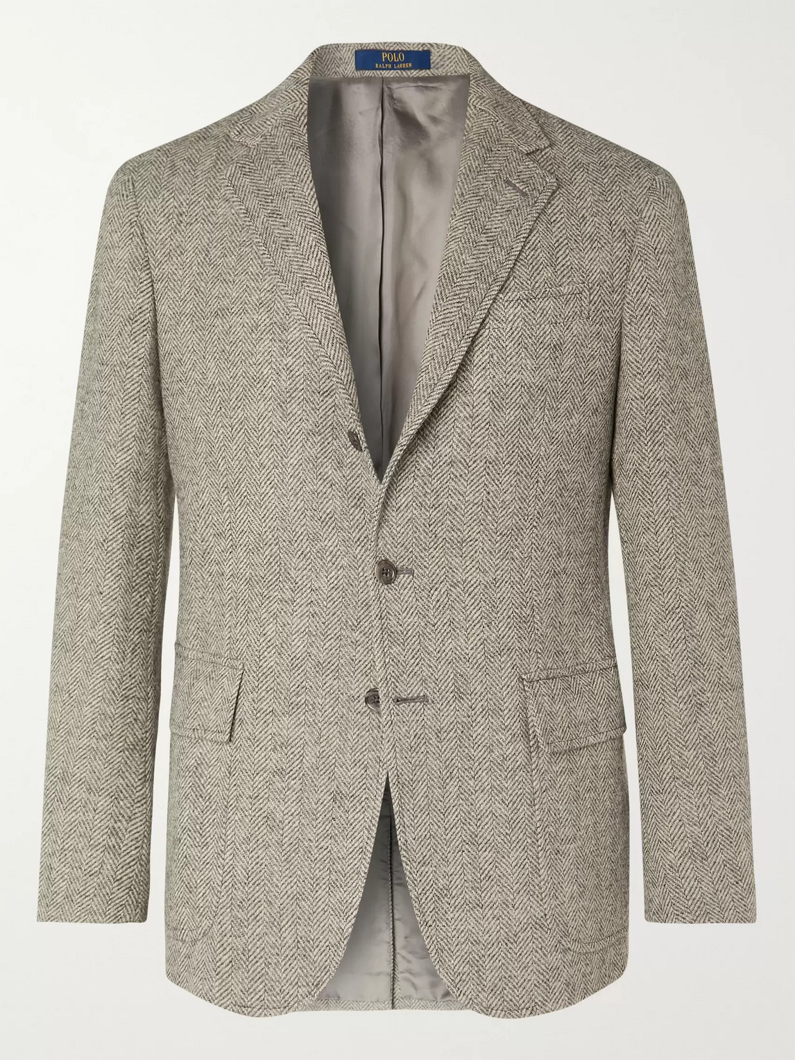 Polo Ralph Lauren Grey Herringbone Wool Blazer In Gray