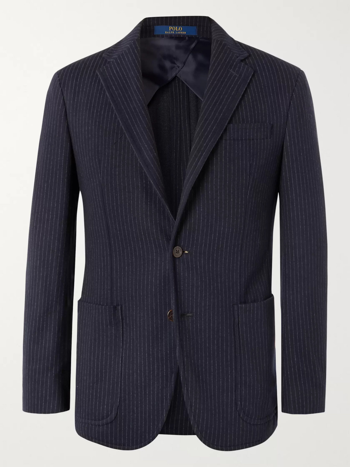 Polo Ralph Lauren Navy Slim-fit Unstructured Pinstriped Jersey Blazer In Blue