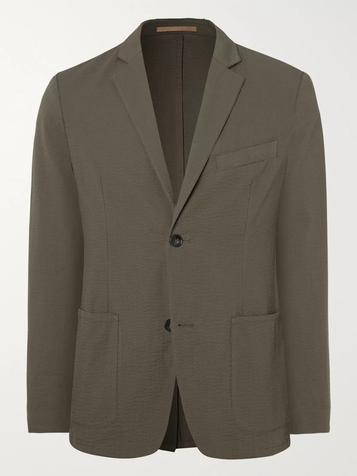 Officine Generale Cotton-seersucker Suit Jacket In Green | ModeSens
