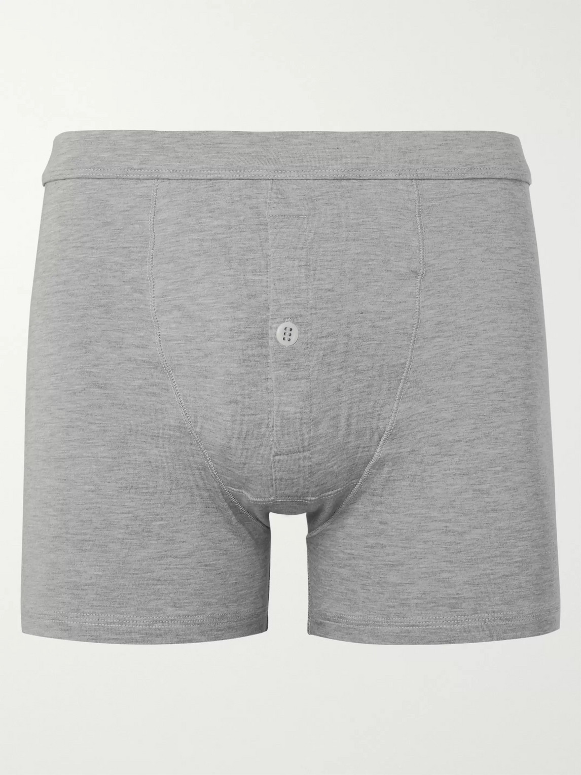 Hamilton And Hare Mélange Stretch Lyocell And Cotton-blend Boxer Briefs In Grey