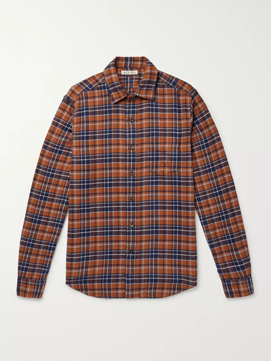 Alex Mill Checked Cotton-flannel Shirt In Orange
