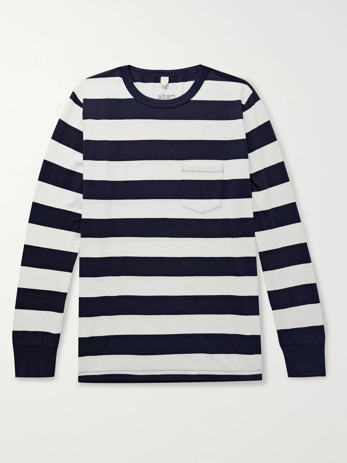 Albam Striped Cotton-jersey T-shirt In White