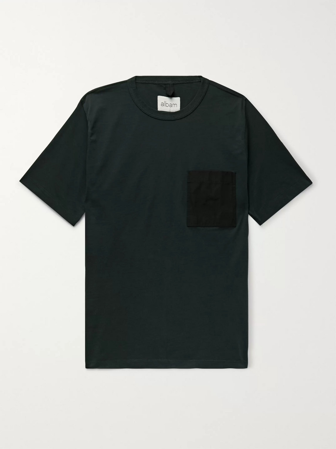 Albam Shell-panelled Cotton-jersey T-shirt In Green