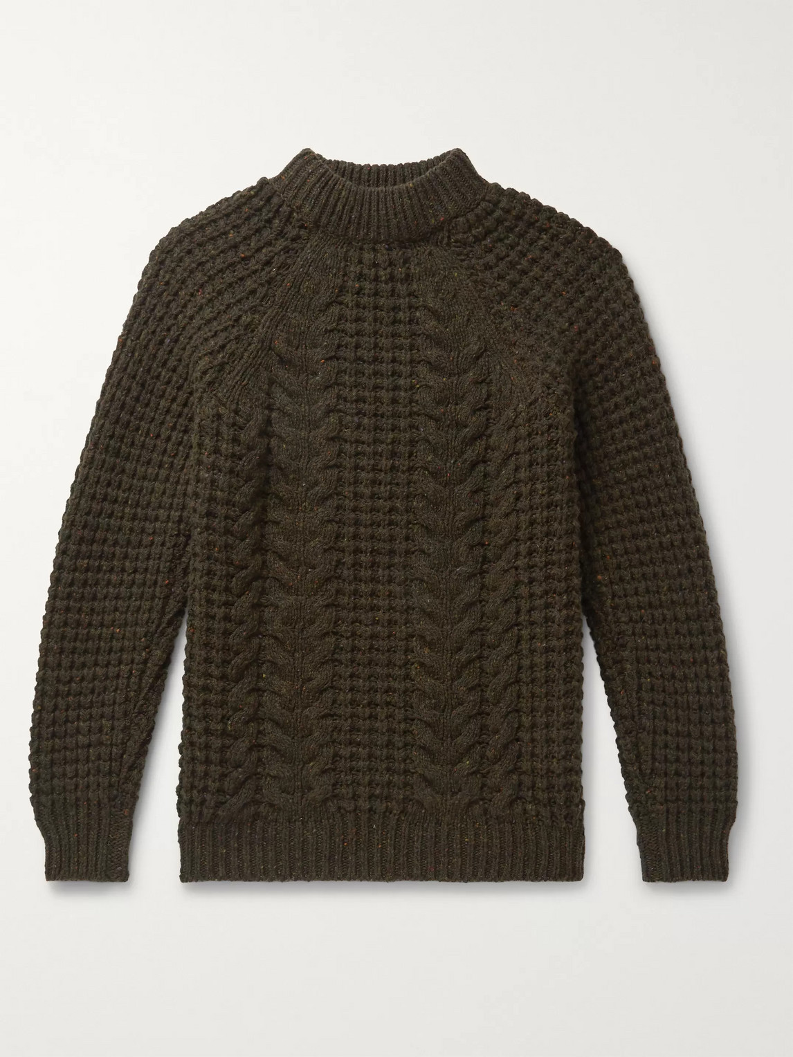 Kingsman Cable-knit Wool And Cashmere-blend Sweater In Green