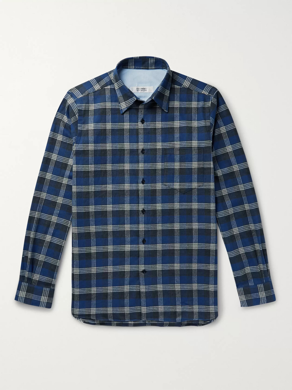 Freemans Sporting Club Checked Cotton-flannel Shirt In Blue