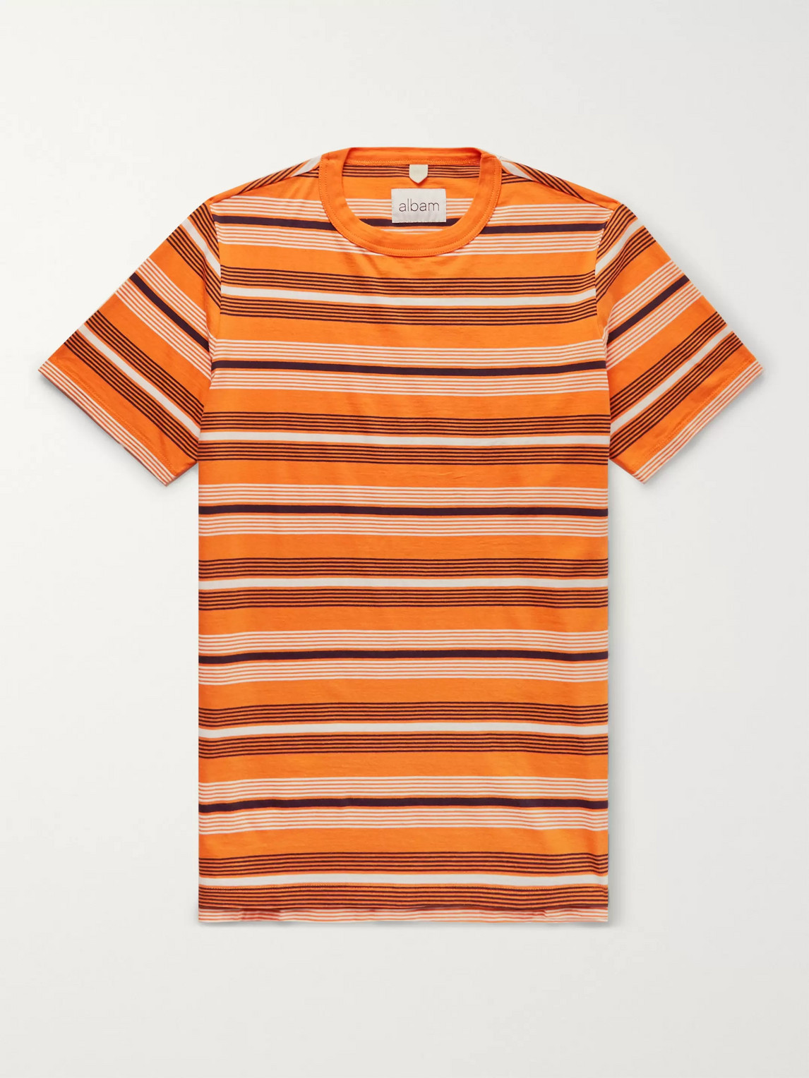 Albam Striped Cotton-jersey T-shirt In Orange