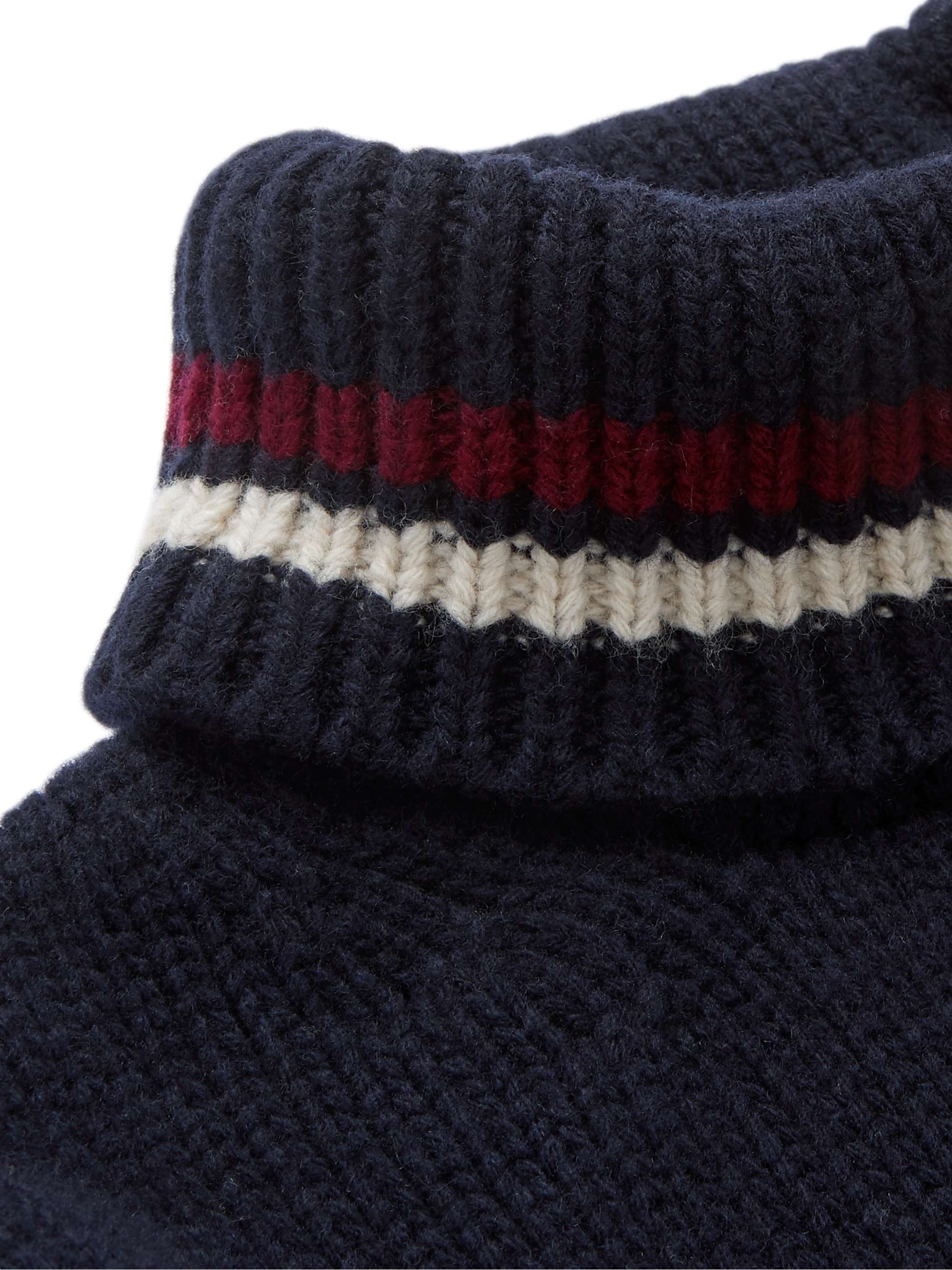 KINGSMAN Slim-Fit Striped-Trimmed Wool and Cashmere-Blend Rollneck Sweater