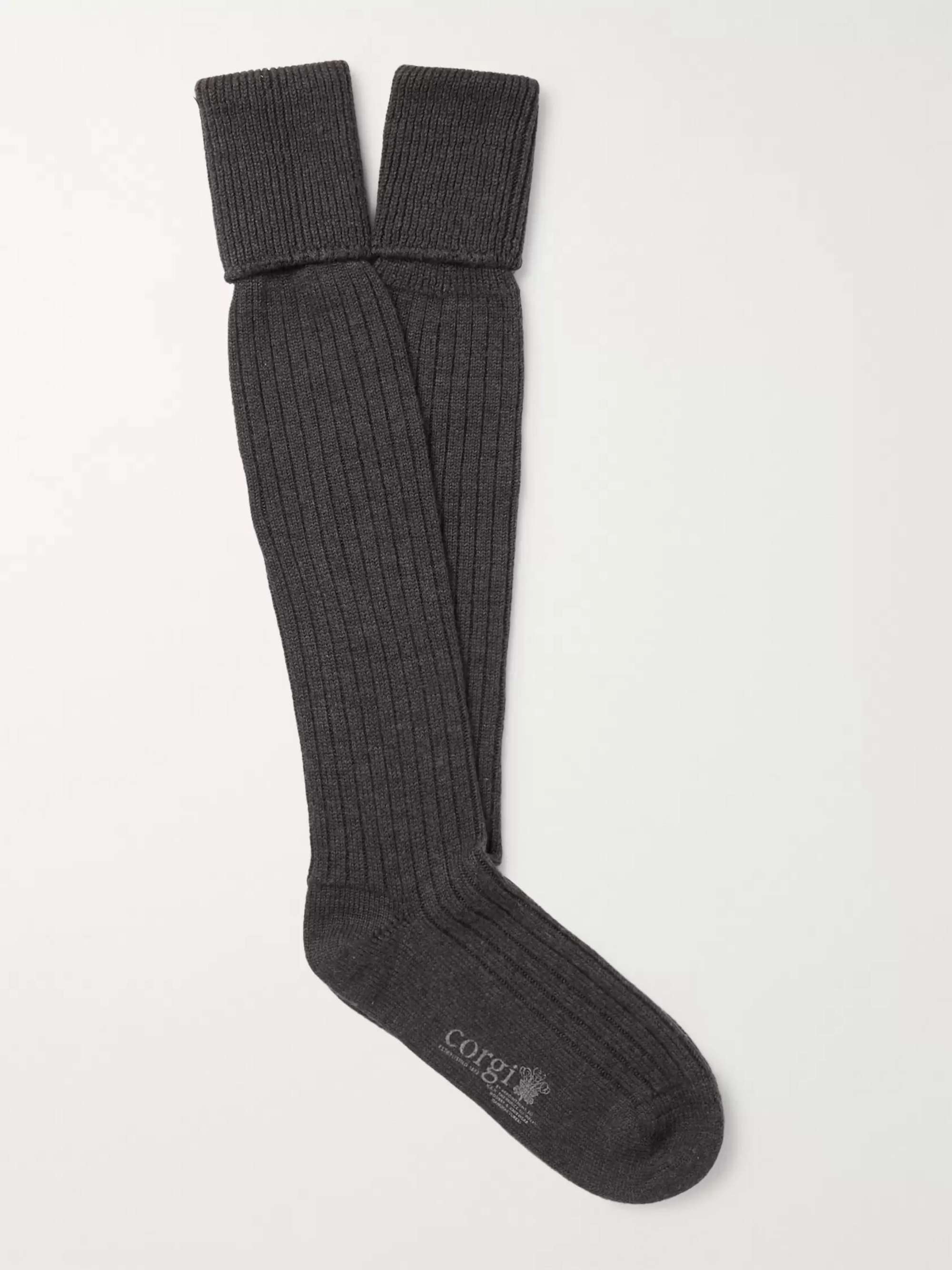 KINGSMAN Ribbed Wool and Cotton-Blend Socks