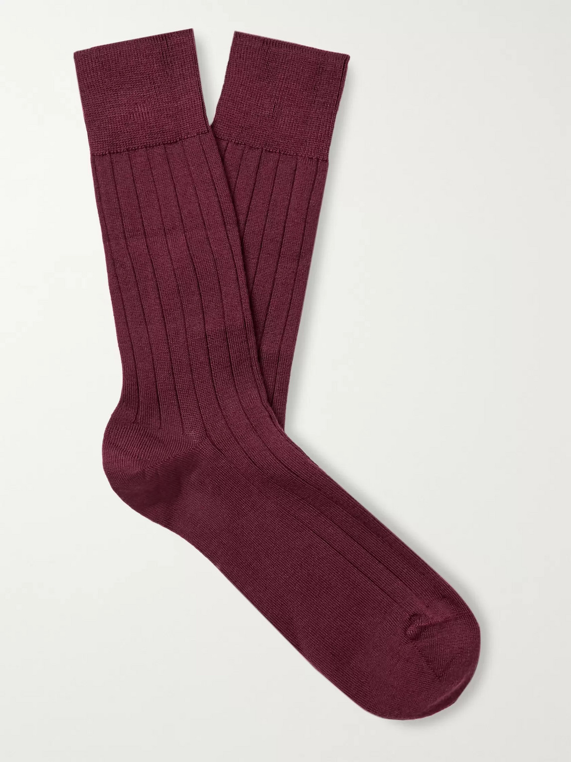 John Smedley Omega Merino Wool-blend Socks In Burgundy