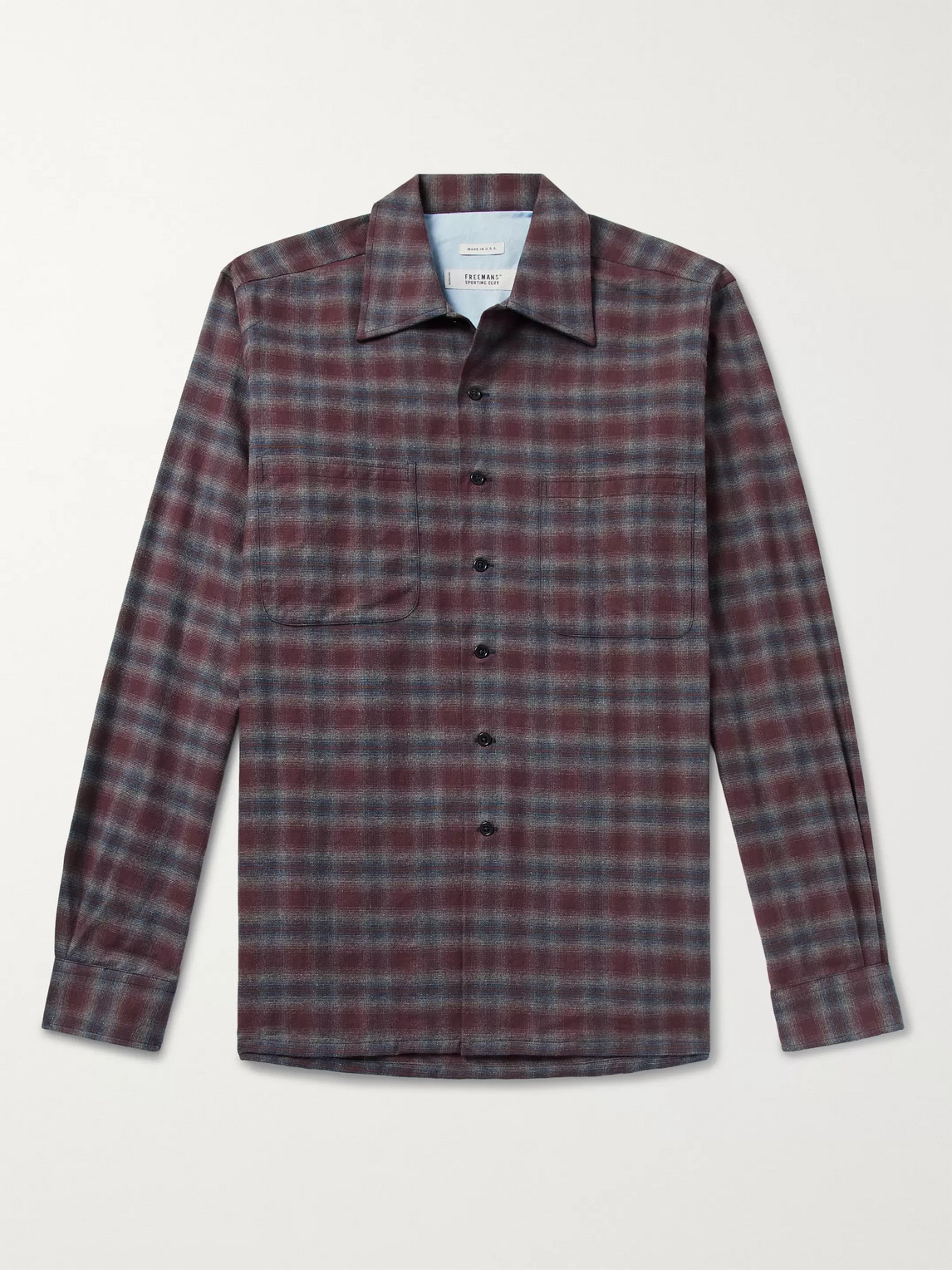 Freemans Sporting Club Checked Cotton-flannel Shirt In Burgundy