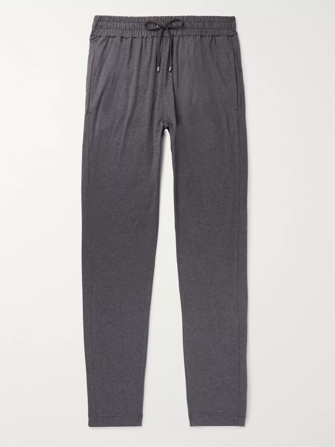 Zimmerli Mélange Stretch Cotton And Cashmere-blend Sweatpants In Gray