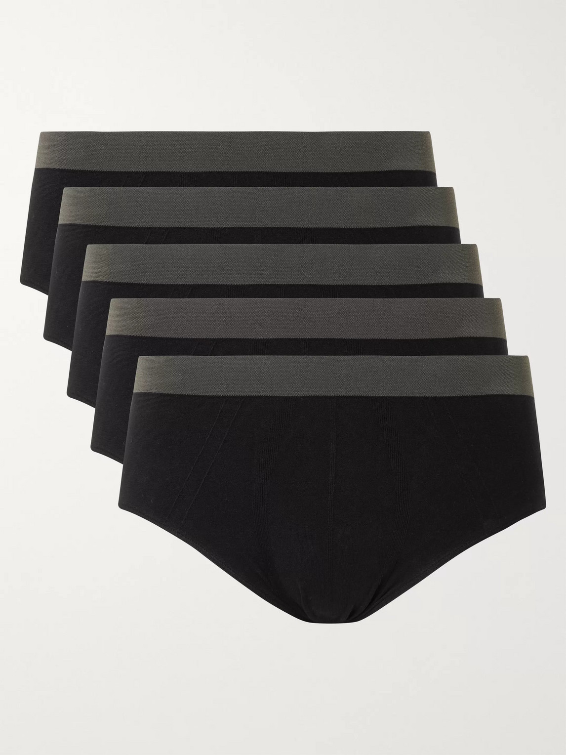 Hamilton And Hare Five-pack Seamless Cotton-blend Briefs In Black