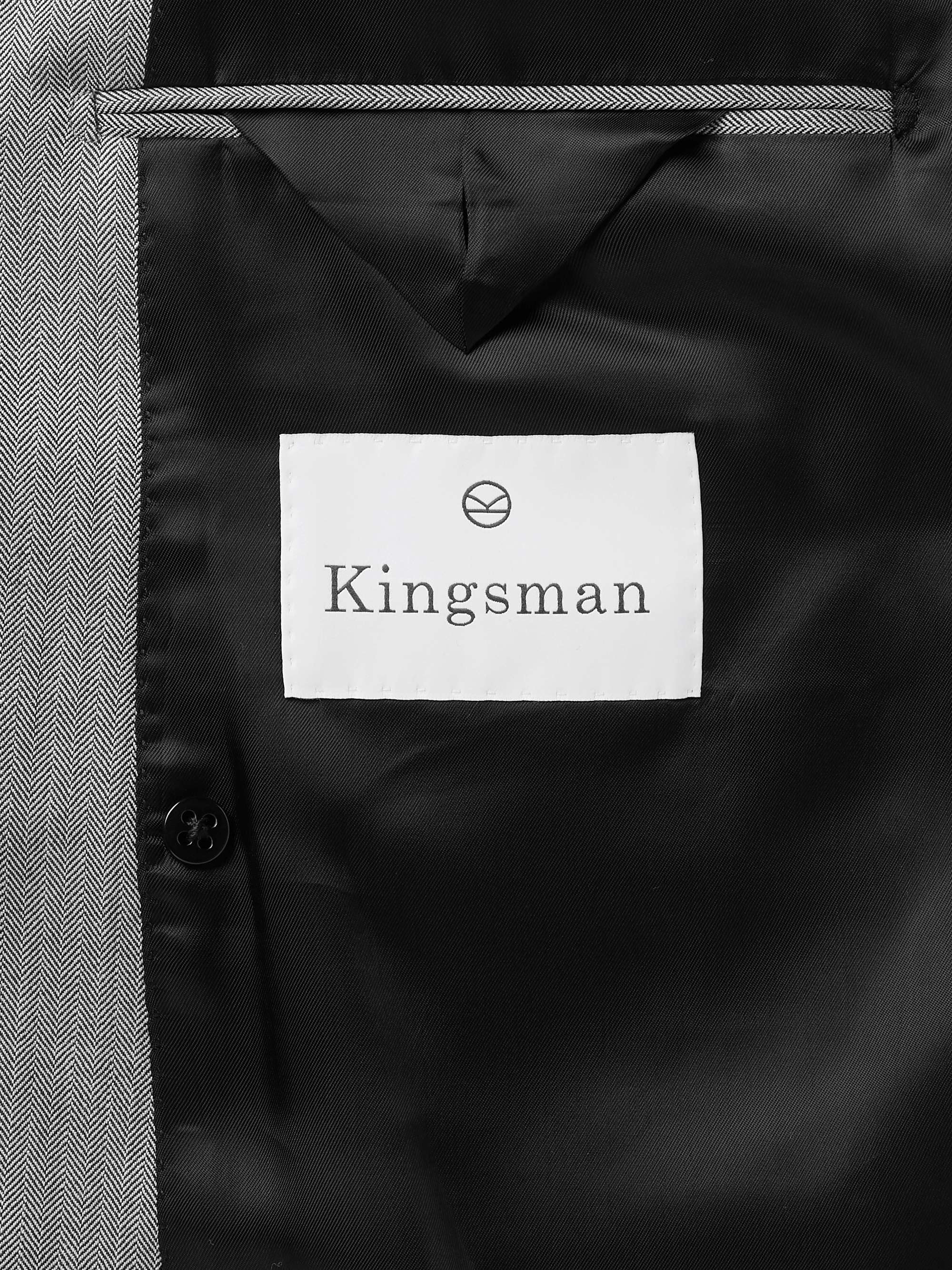 KINGSMAN Conrad Slim-Fit Double-Breasted Herringbone Wool Suit Jacket