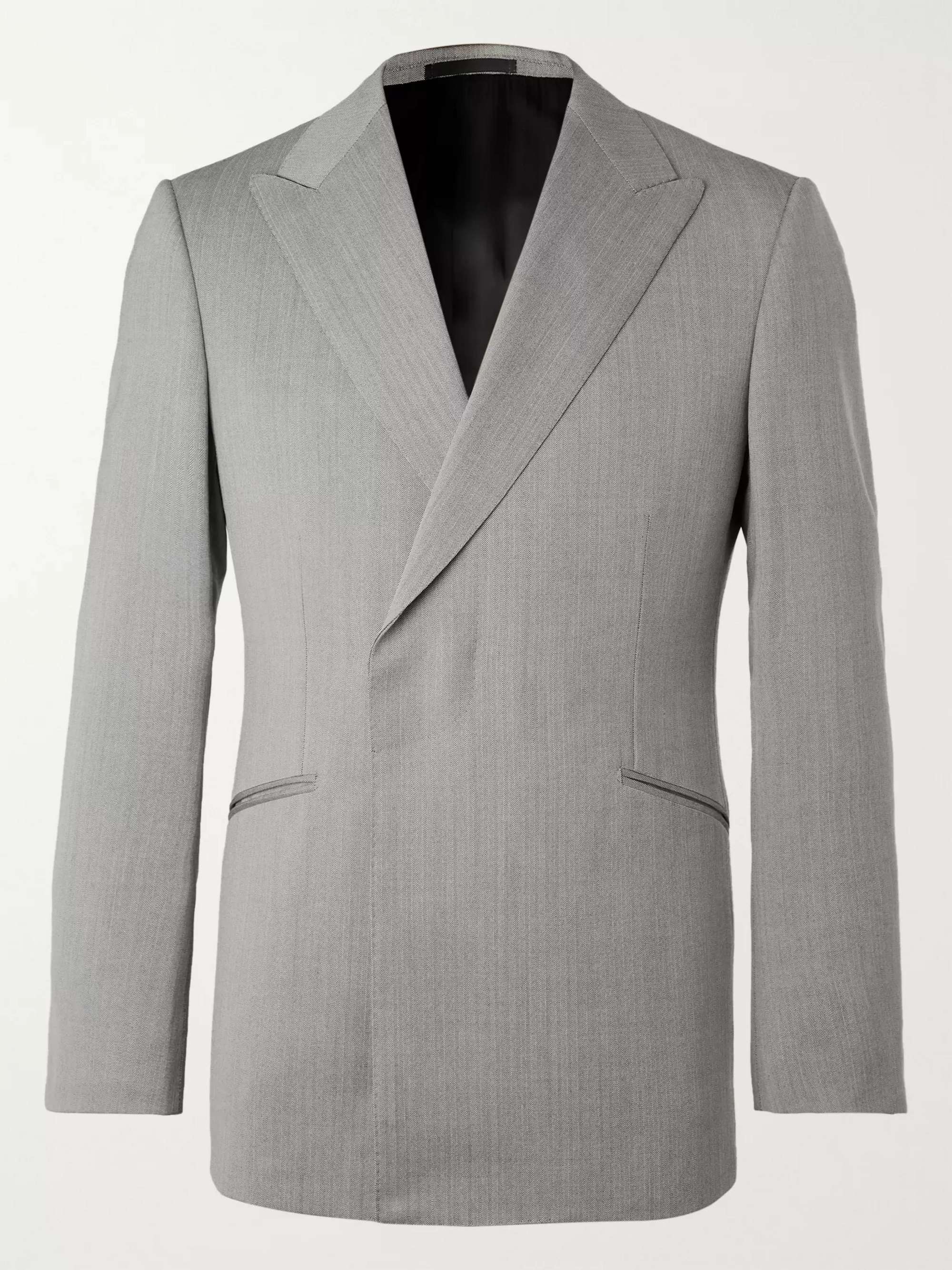 KINGSMAN Conrad Slim-Fit Double-Breasted Herringbone Wool Suit Jacket