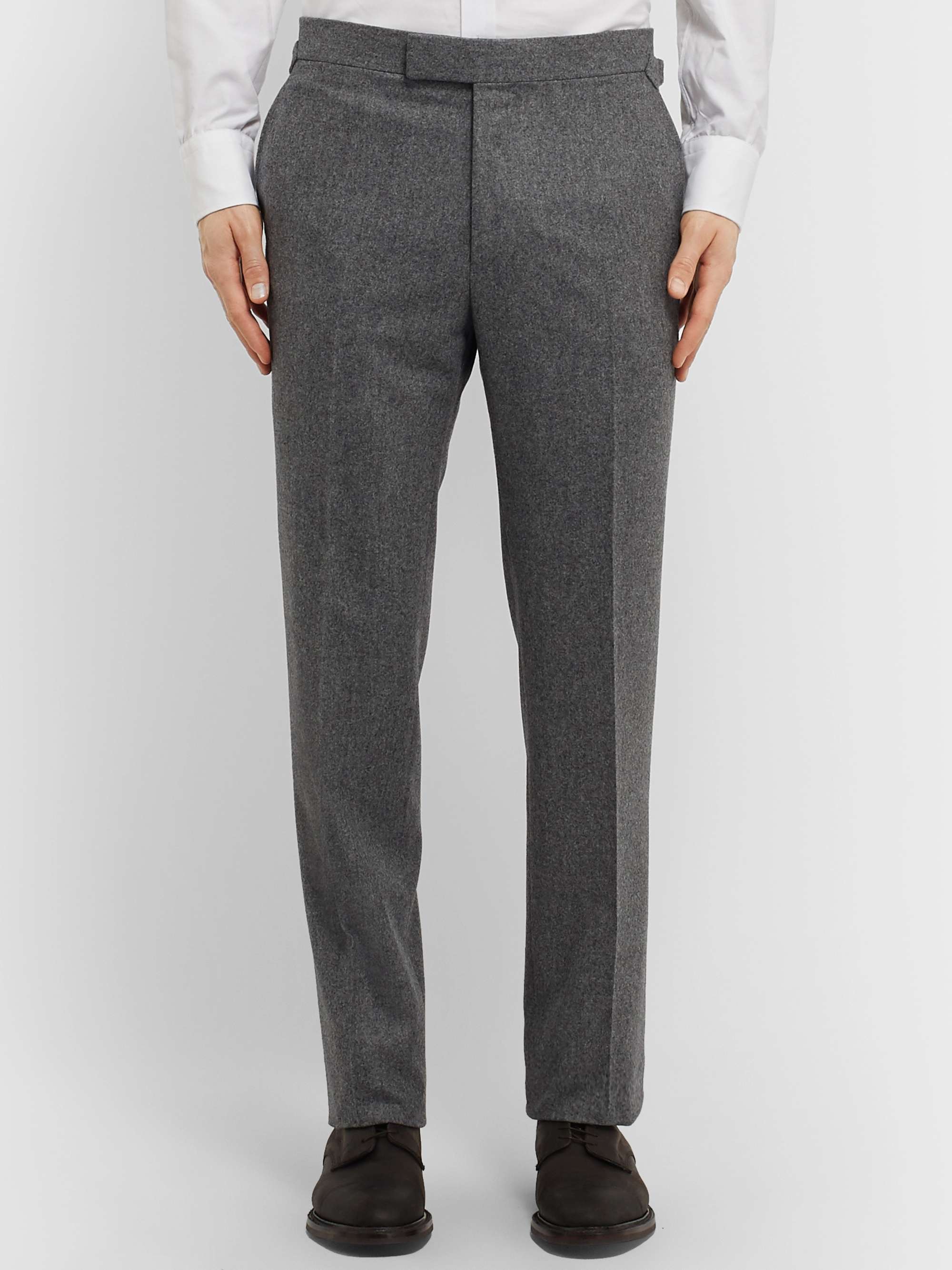 KINGSMAN Grey Slim-Fit Conrad Wool-Flannel Trousers