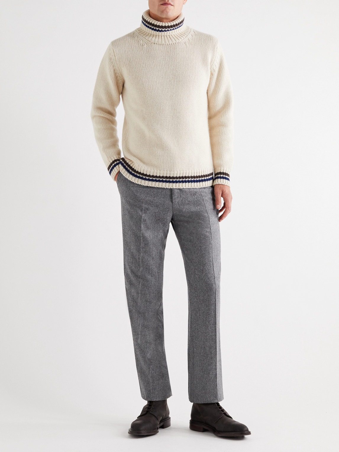 Kingsman Grey Slim-fit Conrad Wool-flannel Trousers In Grey