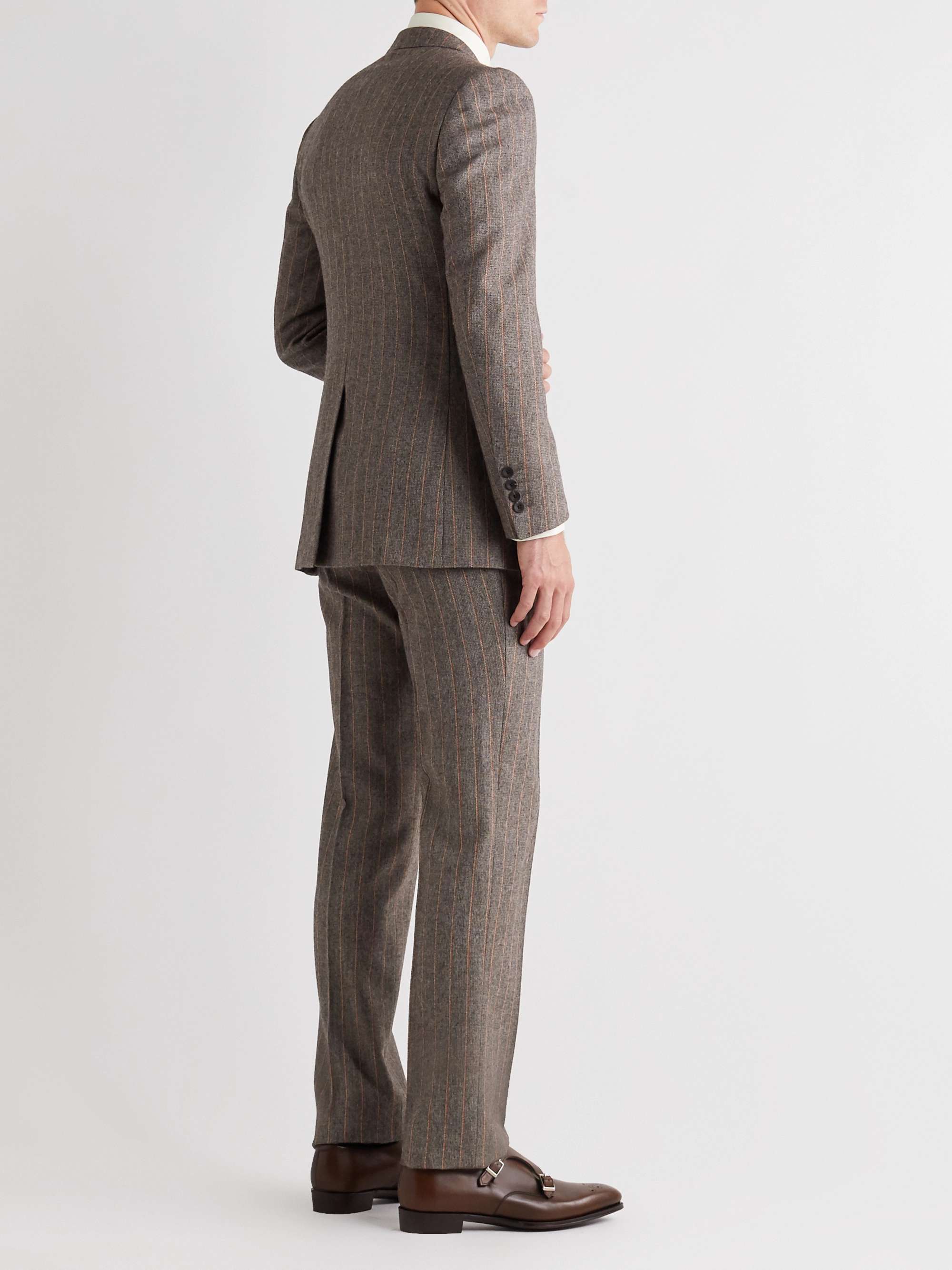KINGSMAN Conrad Slim-Fit Striped Mélange Wool Suit Jacket