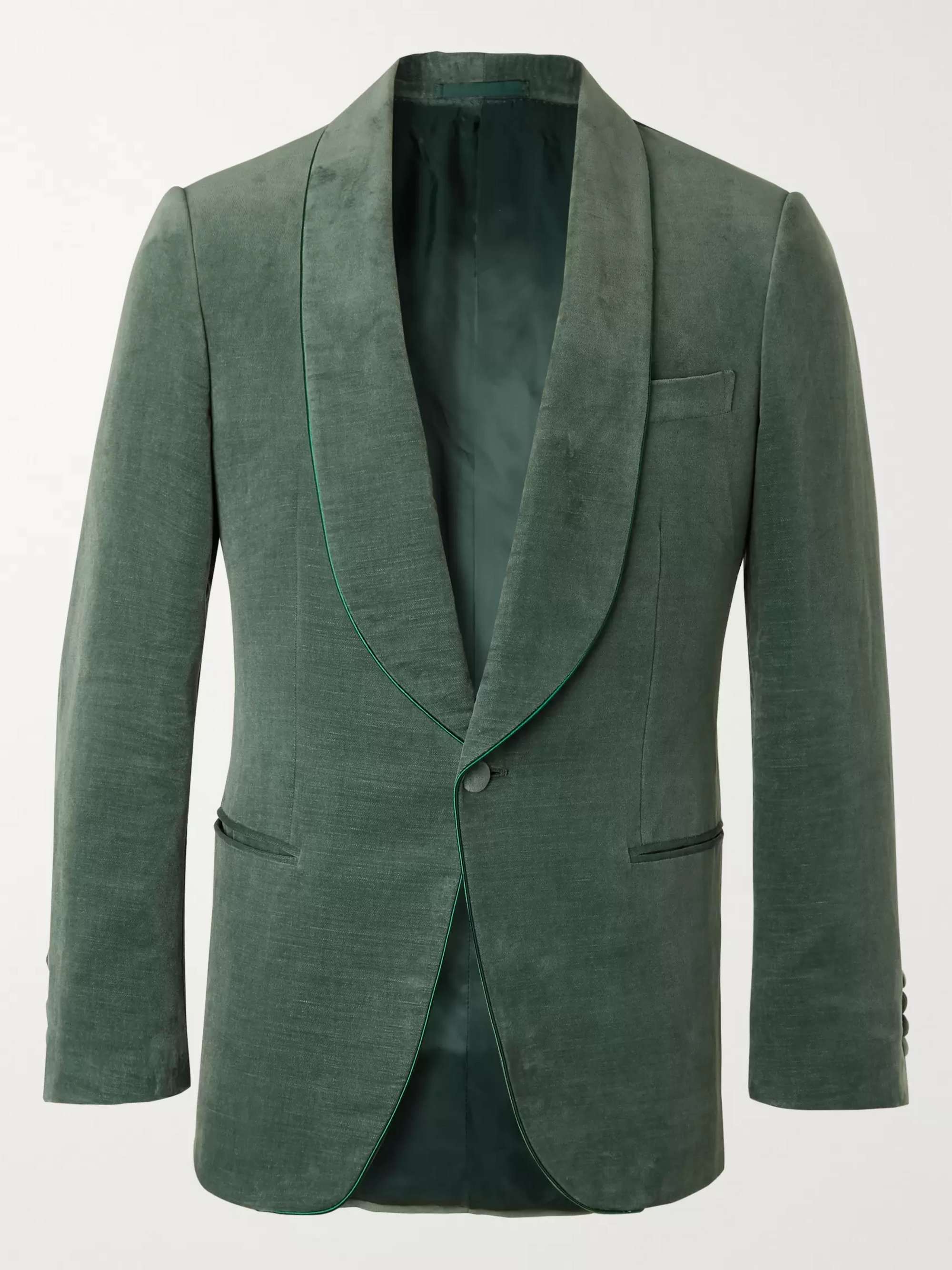 KINGSMAN Slim-Fit Cotton and Linen-Blend Velvet Tuxedo Jacket