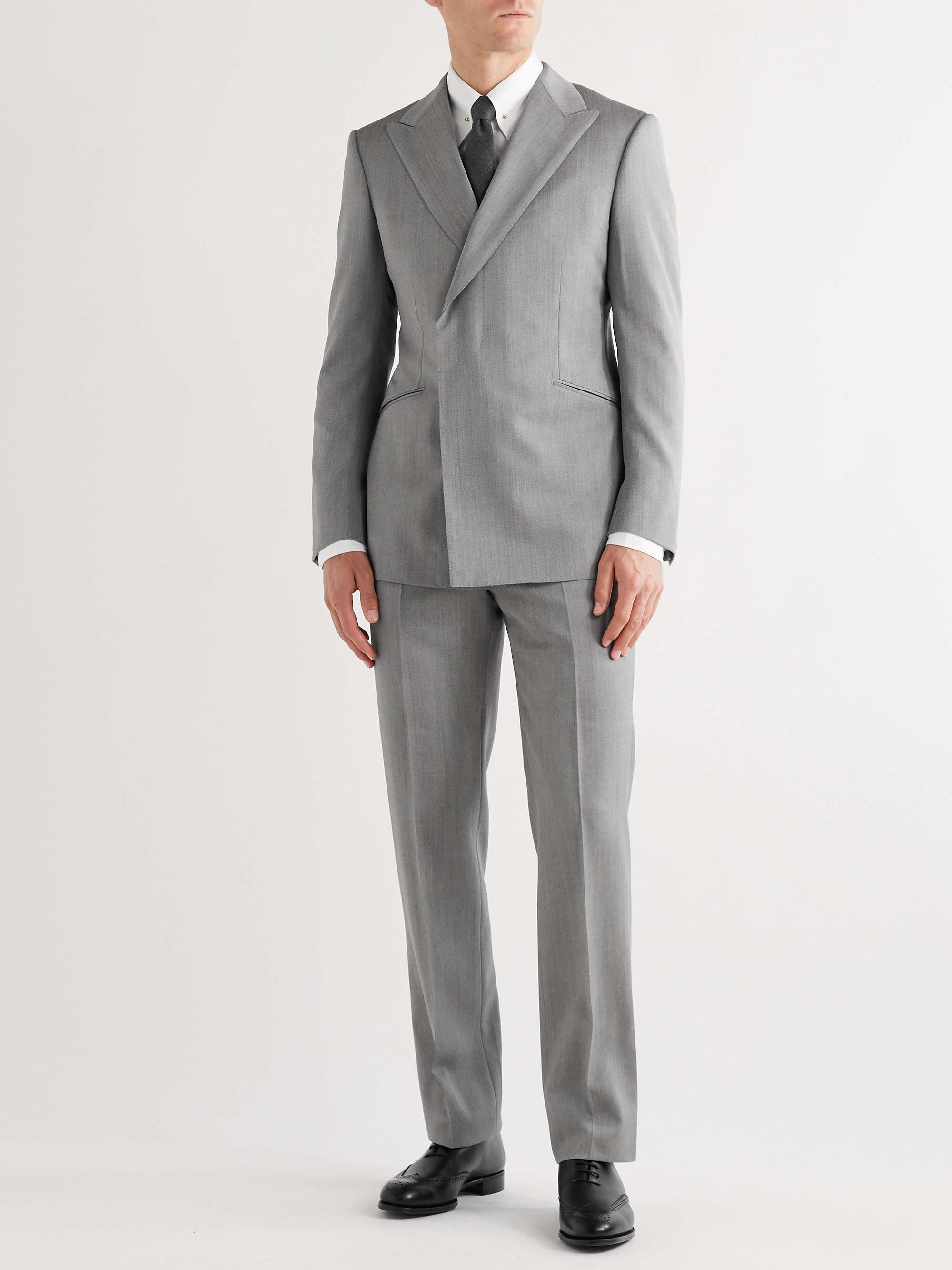 KINGSMAN Conrad Slim-Fit Herringbone Wool Suit Trousers