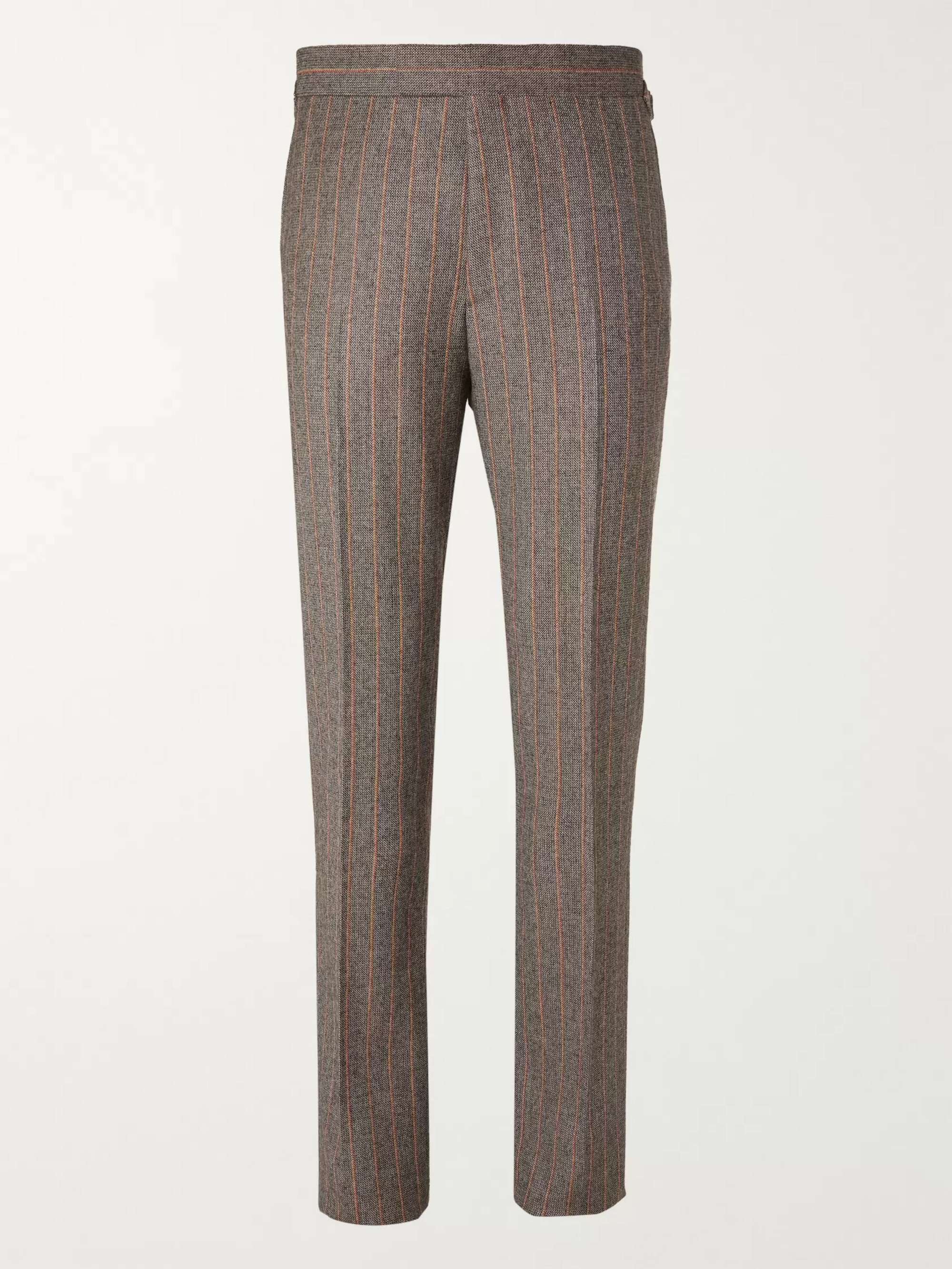 KINGSMAN Conrad Striped Mélange Wool Suit Trousers
