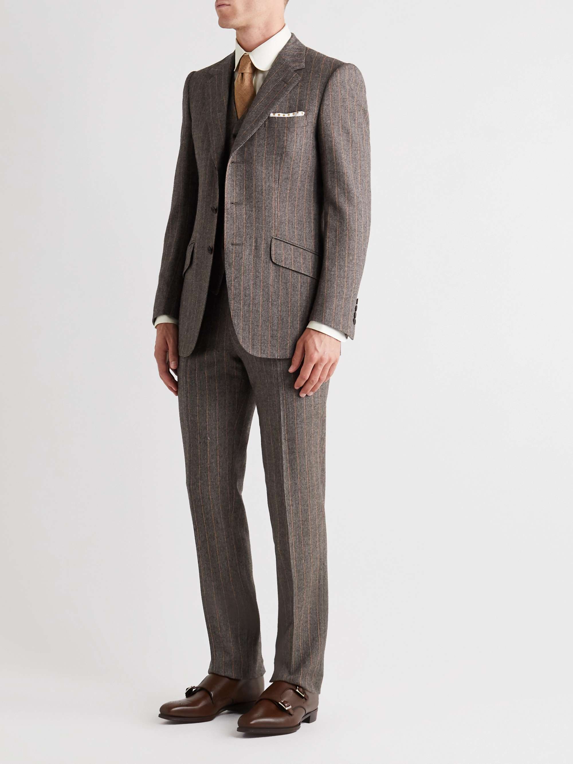 KINGSMAN Conrad Striped Mélange Wool Suit Trousers