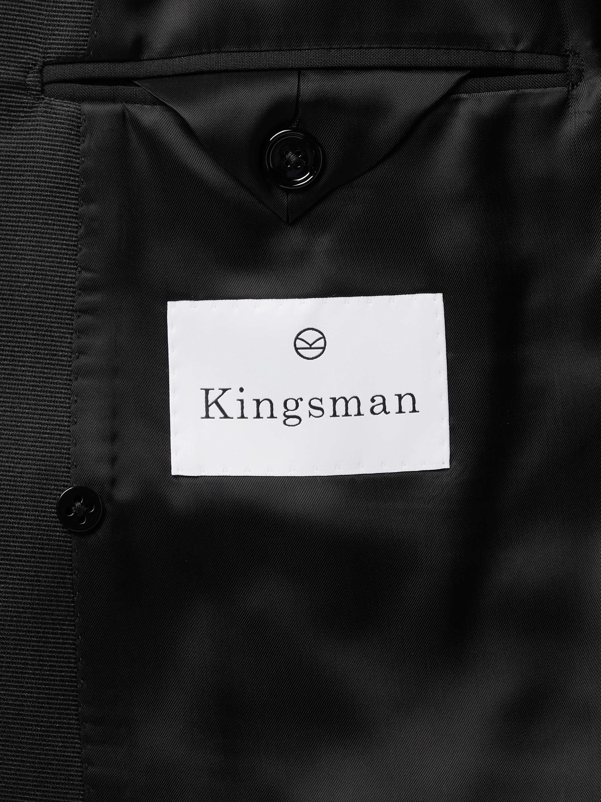 KINGSMAN Slim-Fit Double-Breasted Grosgrain-Trimmed Wool and Mohair-Blend Tuxedo Jacket