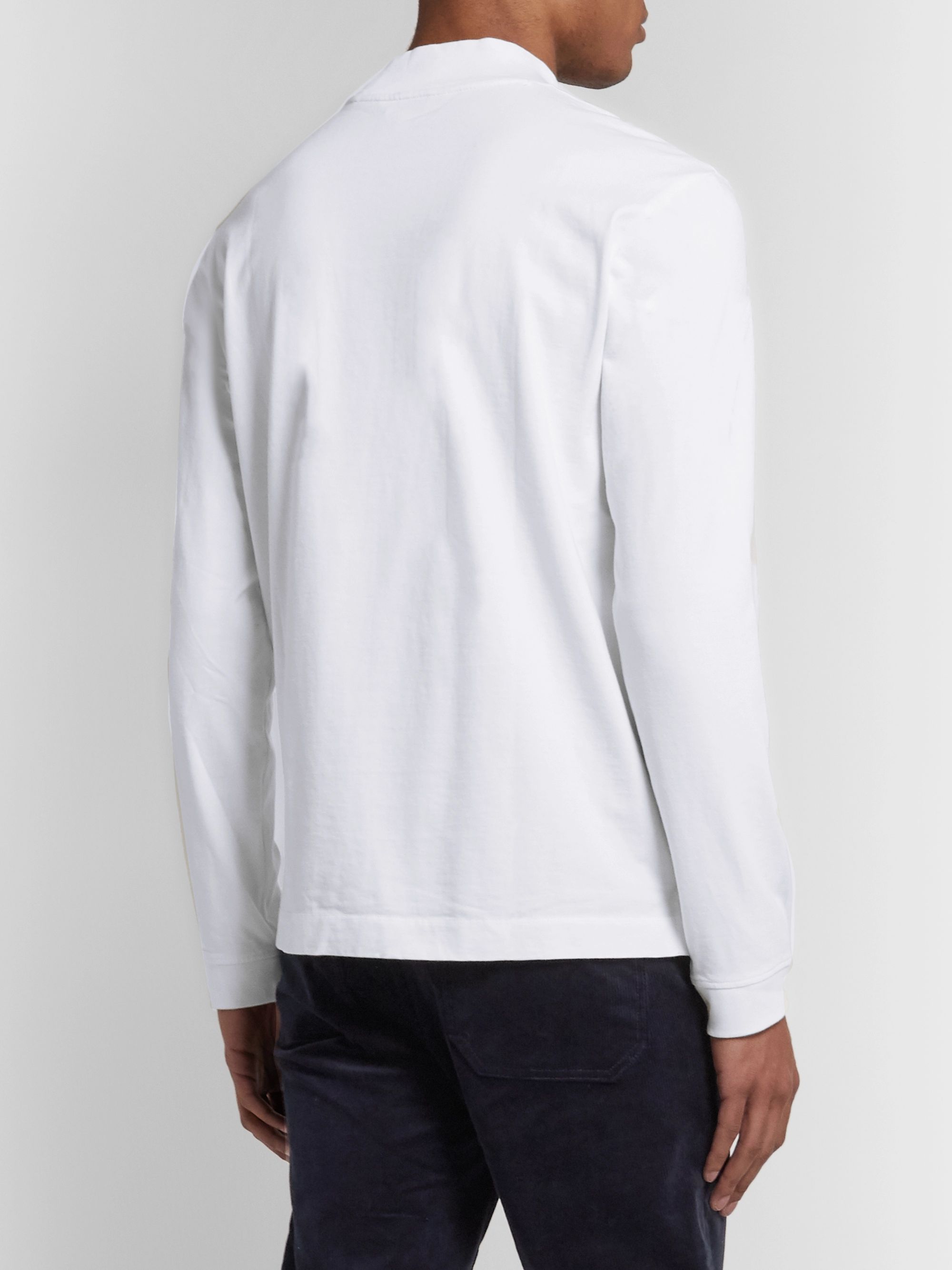 Download White Cotton-Jersey Mock Neck T-Shirt | Club Monaco | MR ...