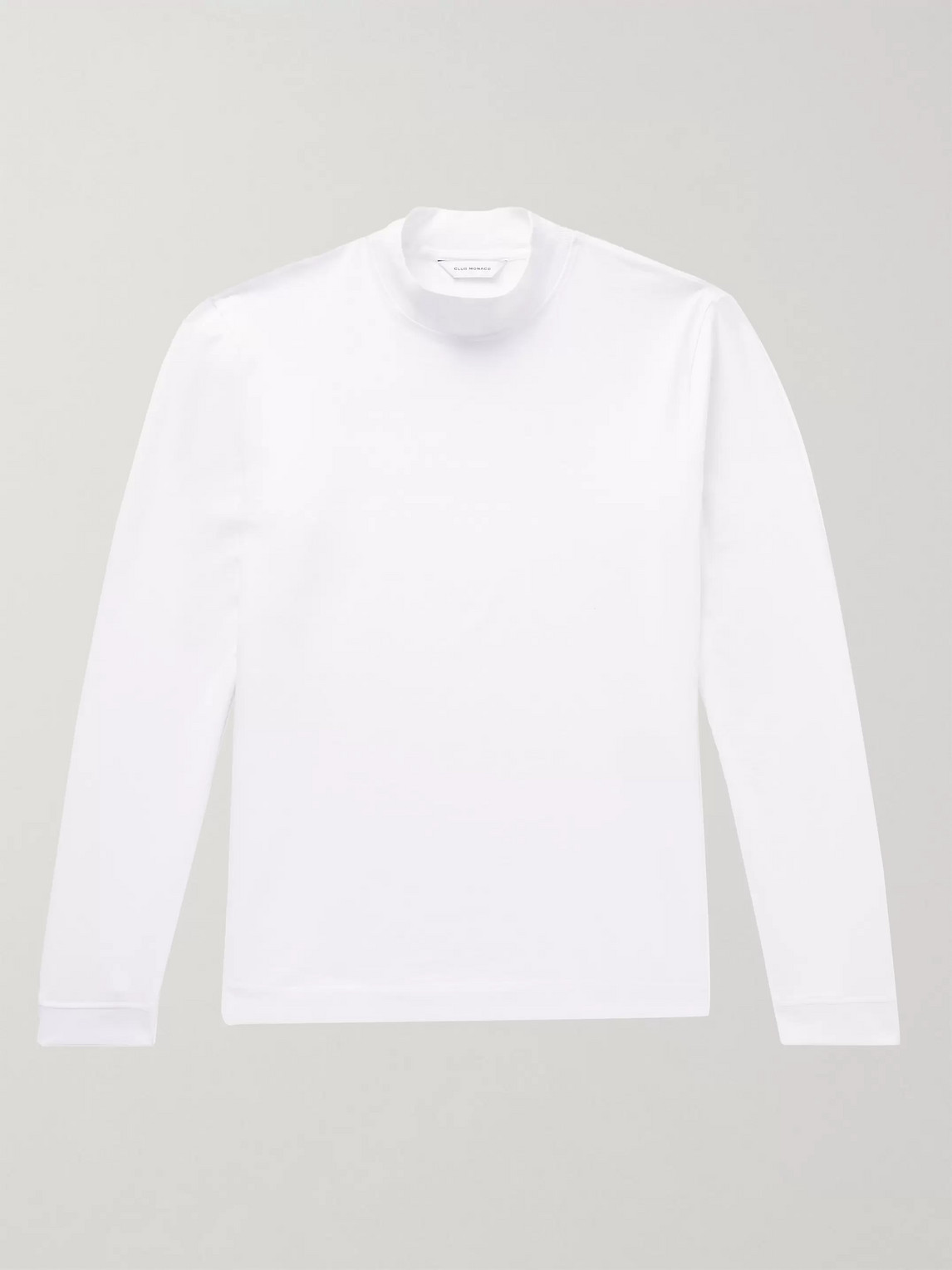 Club Monaco Cotton-jersey Mock Neck T-shirt In White